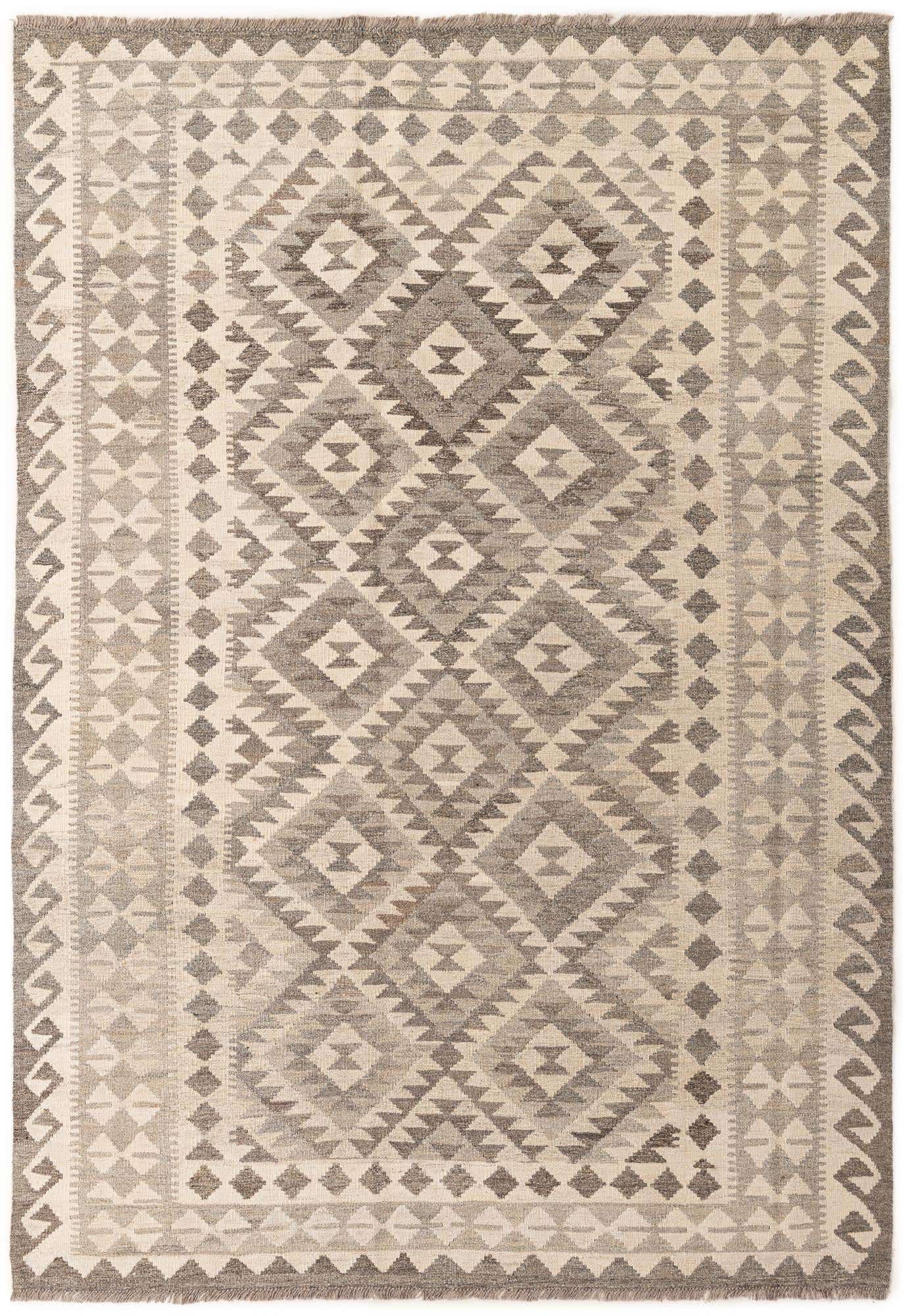5' 8 x 8' 2 Hand Woven Kilim Maymana Wool Rug