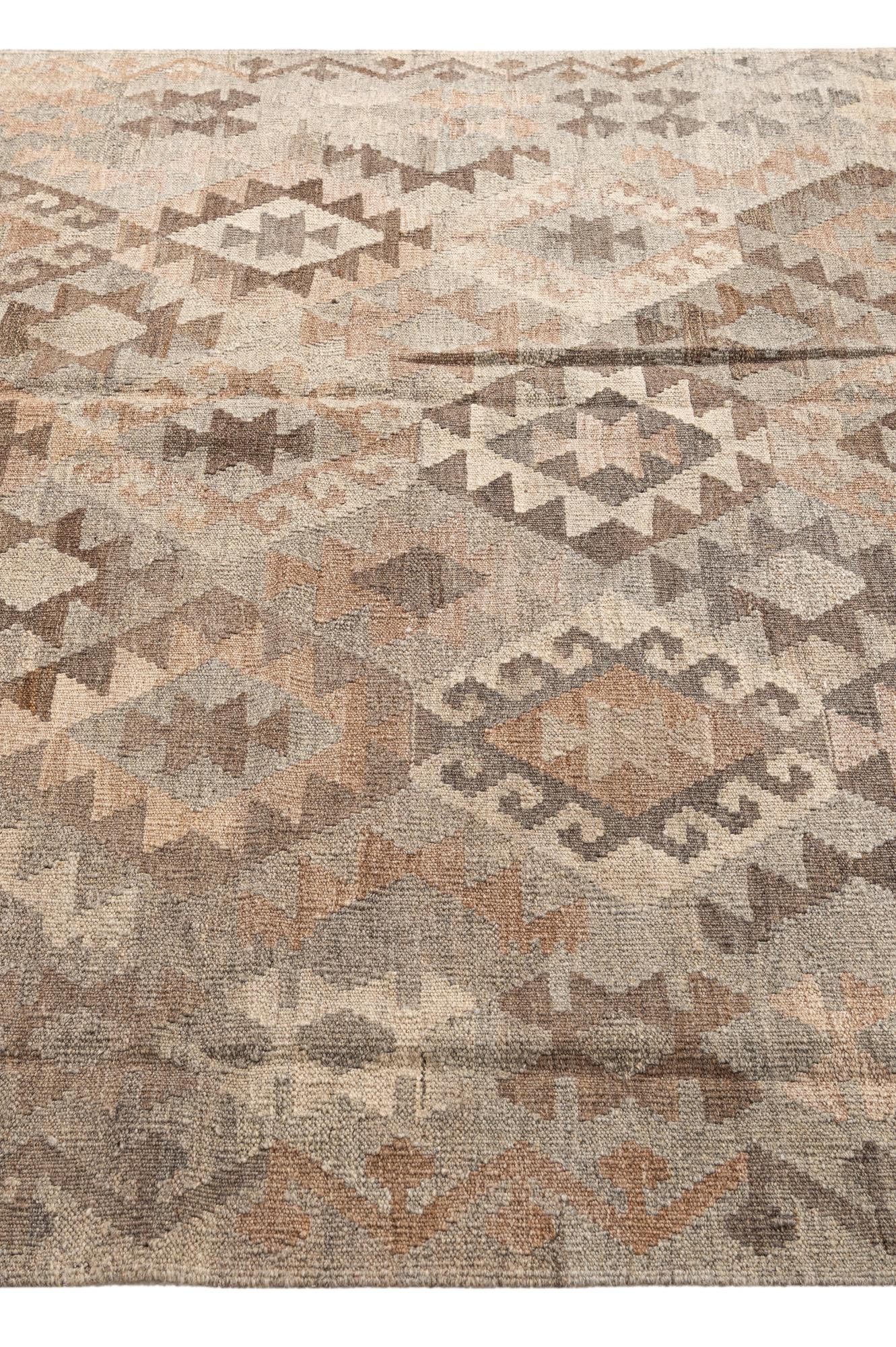 5' 7 x 8' 2 Hand Woven Kilim Maymana Wool Rug
