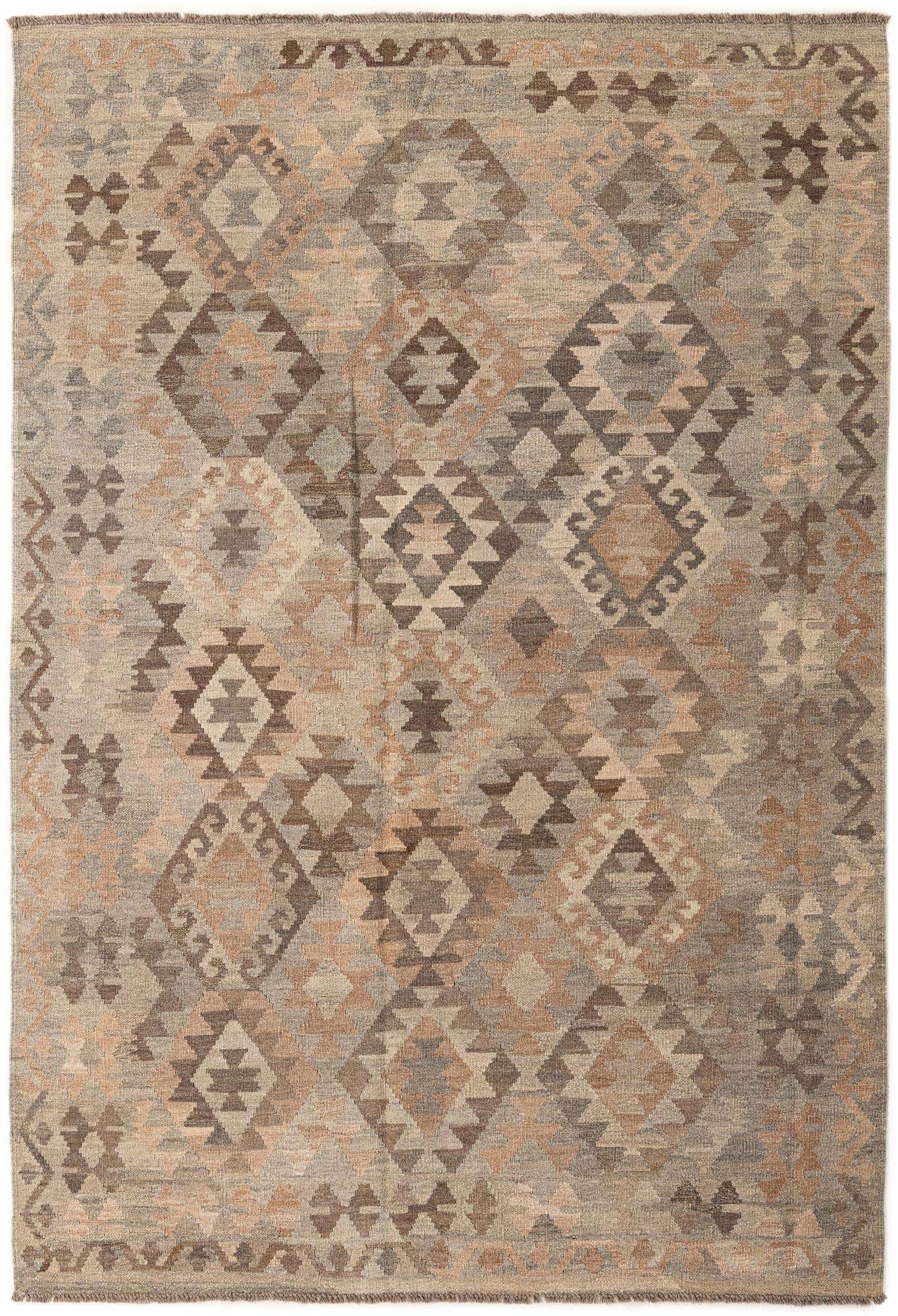 5' 7 x 8' 2 Hand Woven Kilim Maymana Wool Rug
