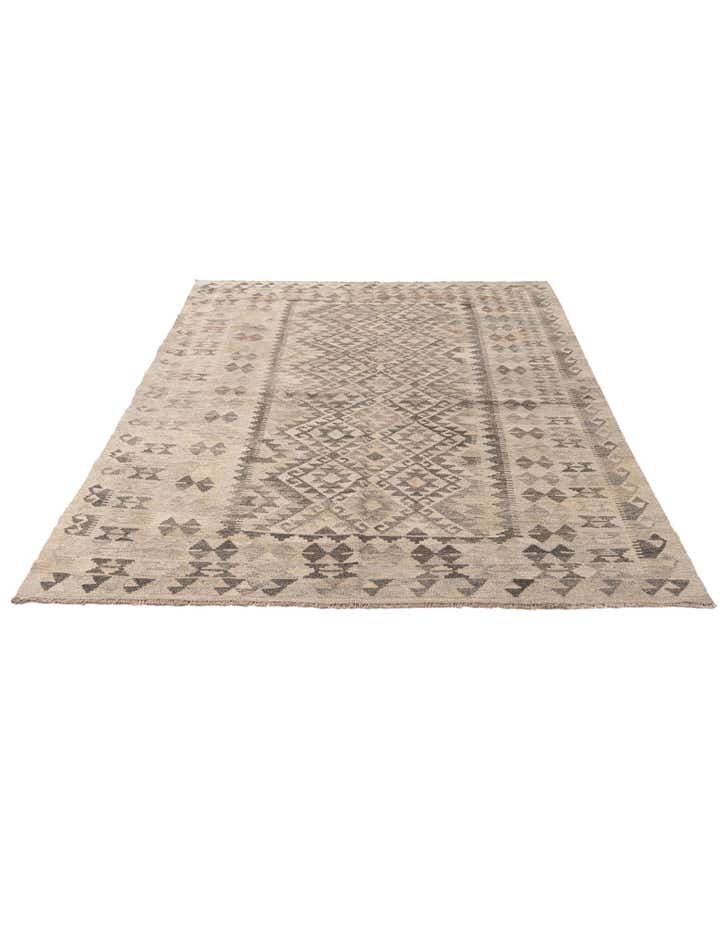 5' 6 x 8' 4 Hand Woven Kilim Maymana Wool Rug