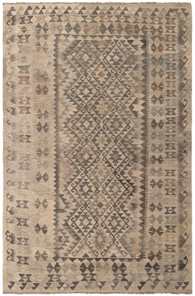 5' 6 x 8' 4 Hand Woven Kilim Maymana Wool Rug