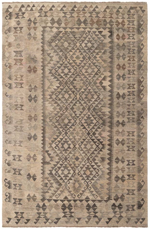 Detail image of 5' 6 x 8' 4 Hand Woven Kilim Maymana Wool Rug