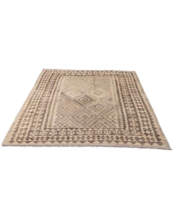 5' 9 x 8' 7 Hand Woven Kilim Maymana Wool Rug