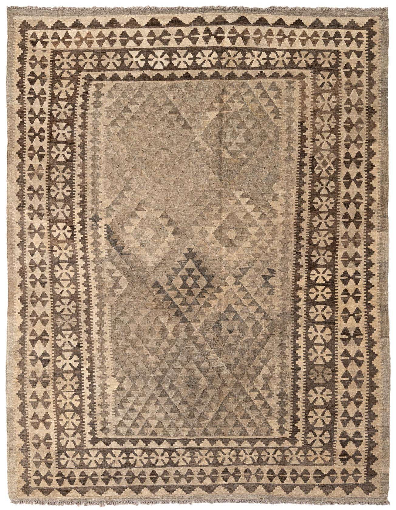 5' 9 x 8' 7 Hand Woven Kilim Maymana Wool Rug