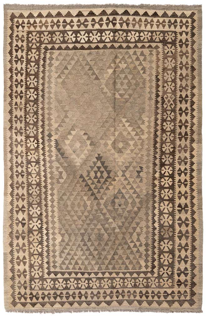 5' 9 x 8' 7 Hand Woven Kilim Maymana Wool Rug
