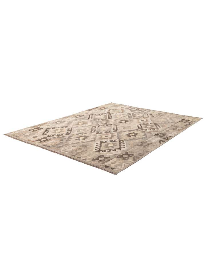 5' 11 x 7' 7 Hand Woven Kilim Maymana Wool Rug