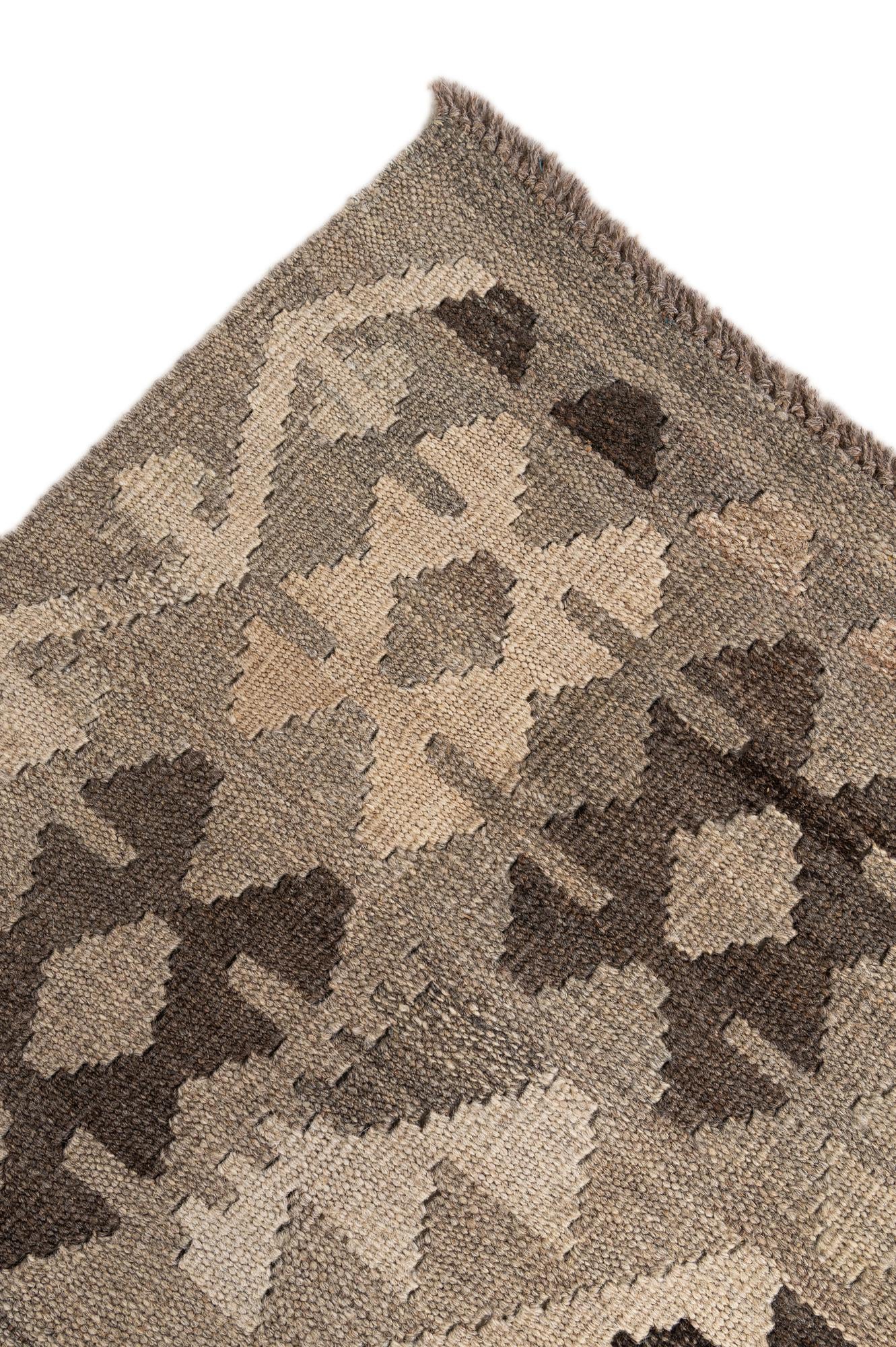 5' 11 x 7' 7 Hand Woven Kilim Maymana Wool Rug