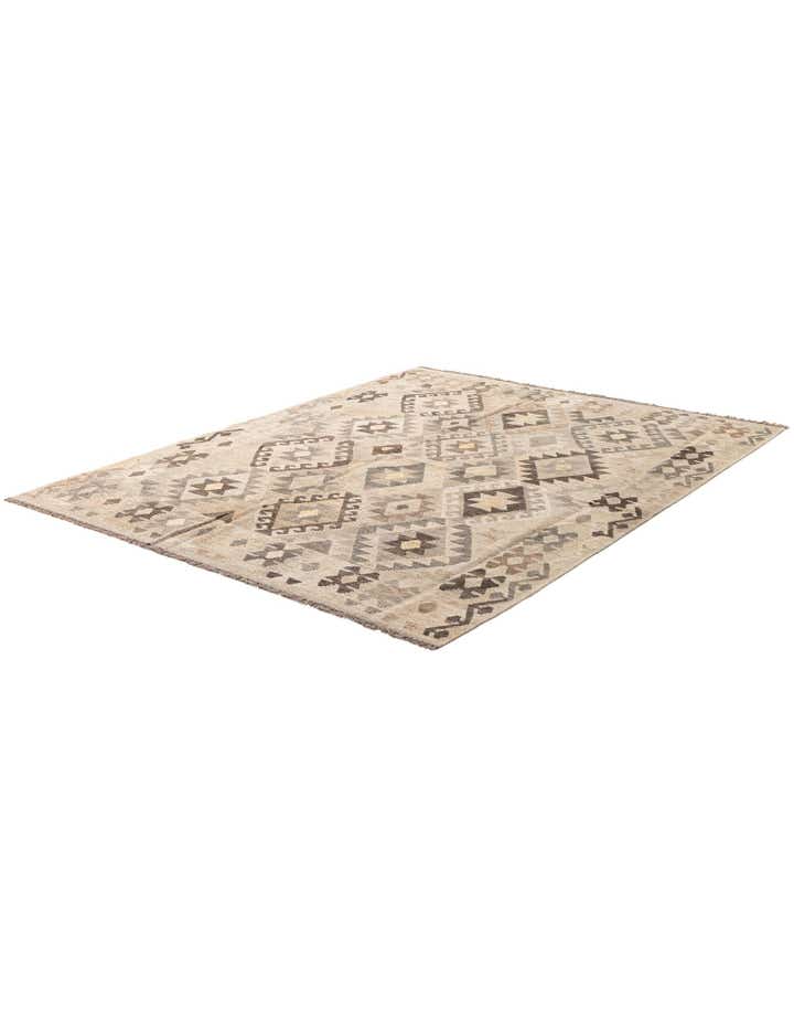 6' x 7' 7 Hand Woven Kilim Maymana Wool Rug