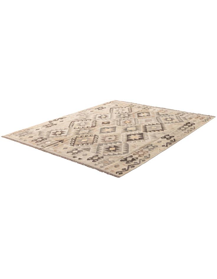 Detail image of 6' x 7' 7 Hand Woven Kilim Maymana Wool Rug