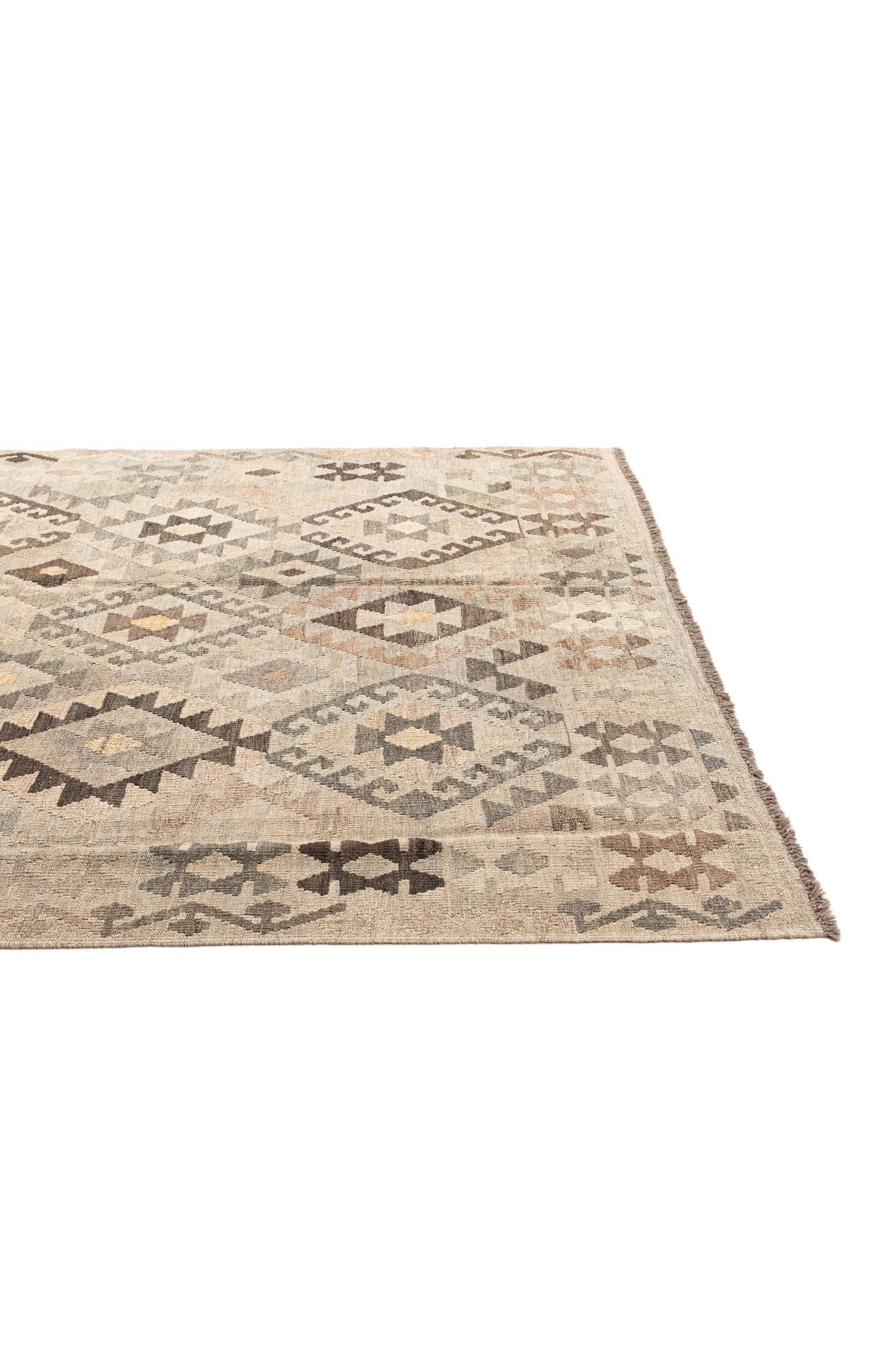 6' x 7' 7 Hand Woven Kilim Maymana Wool Rug