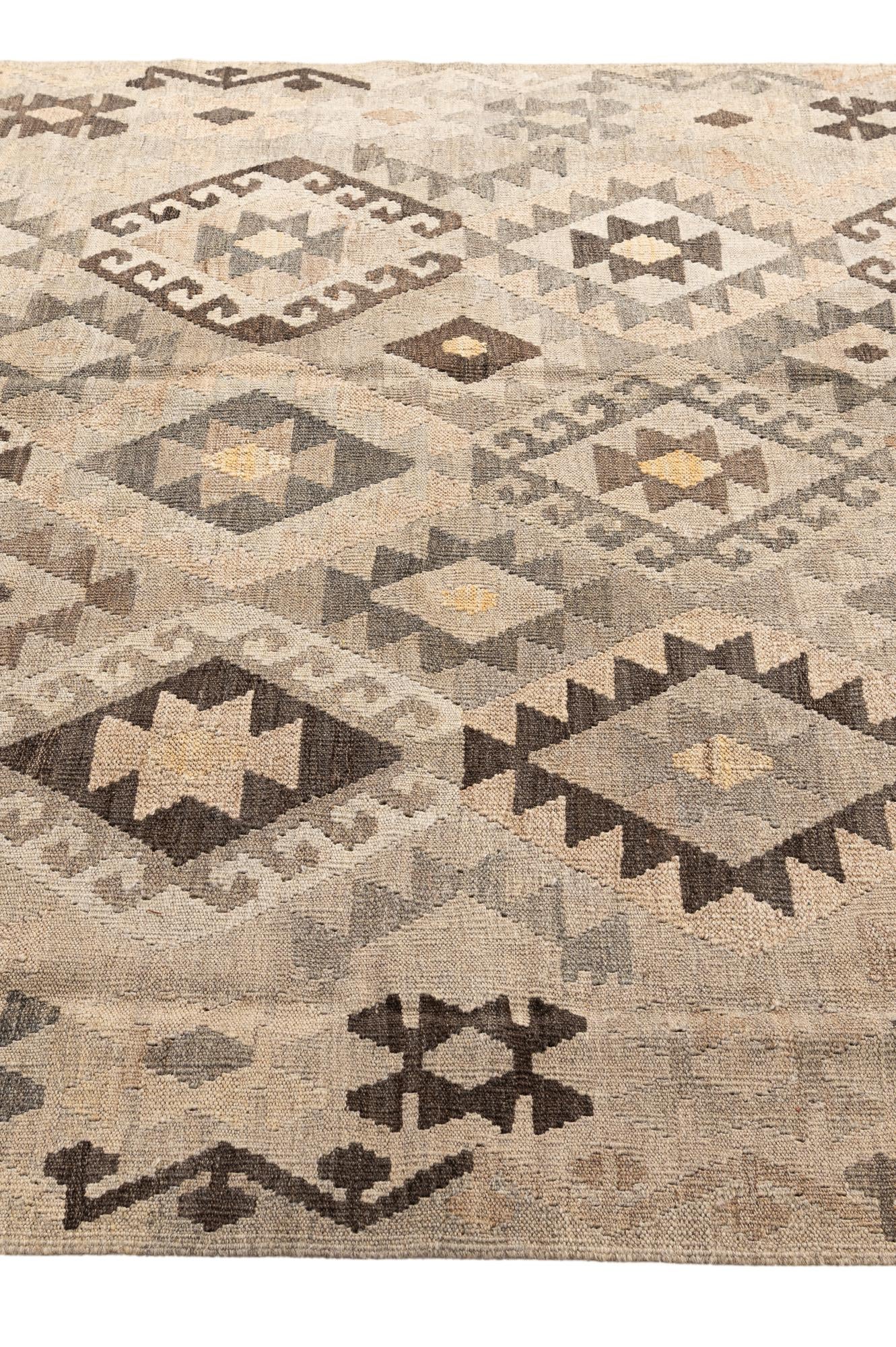 6' x 7' 7 Hand Woven Kilim Maymana Wool Rug