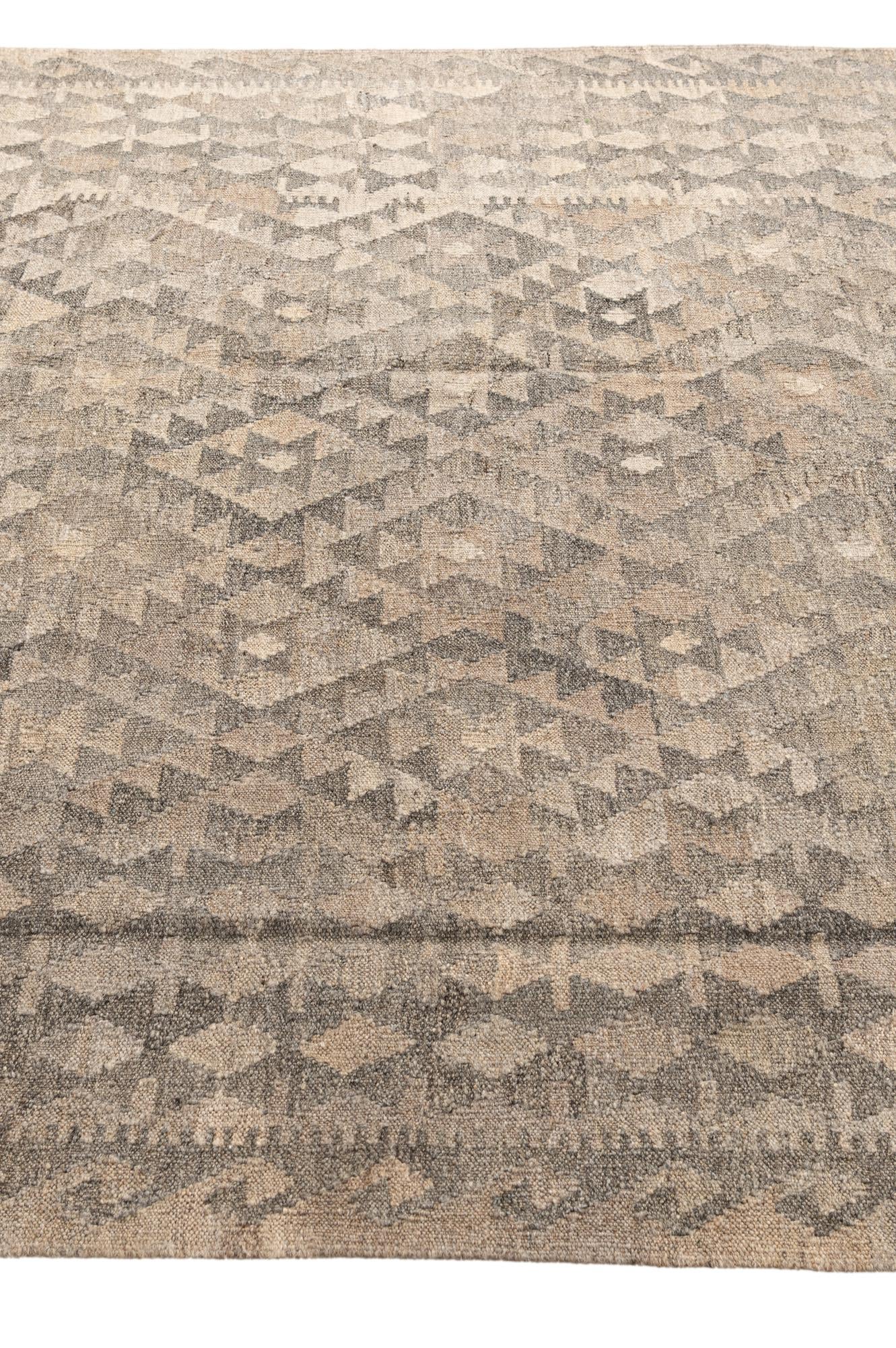 5' 10 x 7' 11 Hand Woven Kilim Maymana Wool Rug