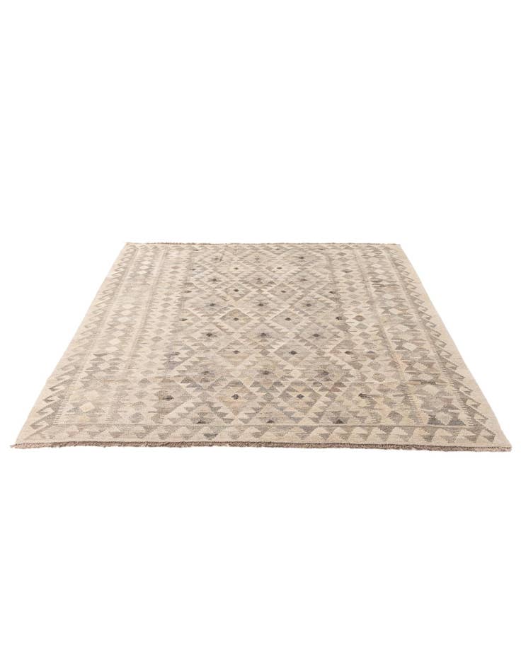 Detail image of 5' 11 x 7' 11 Hand Woven Kilim Maymana Wool Rug