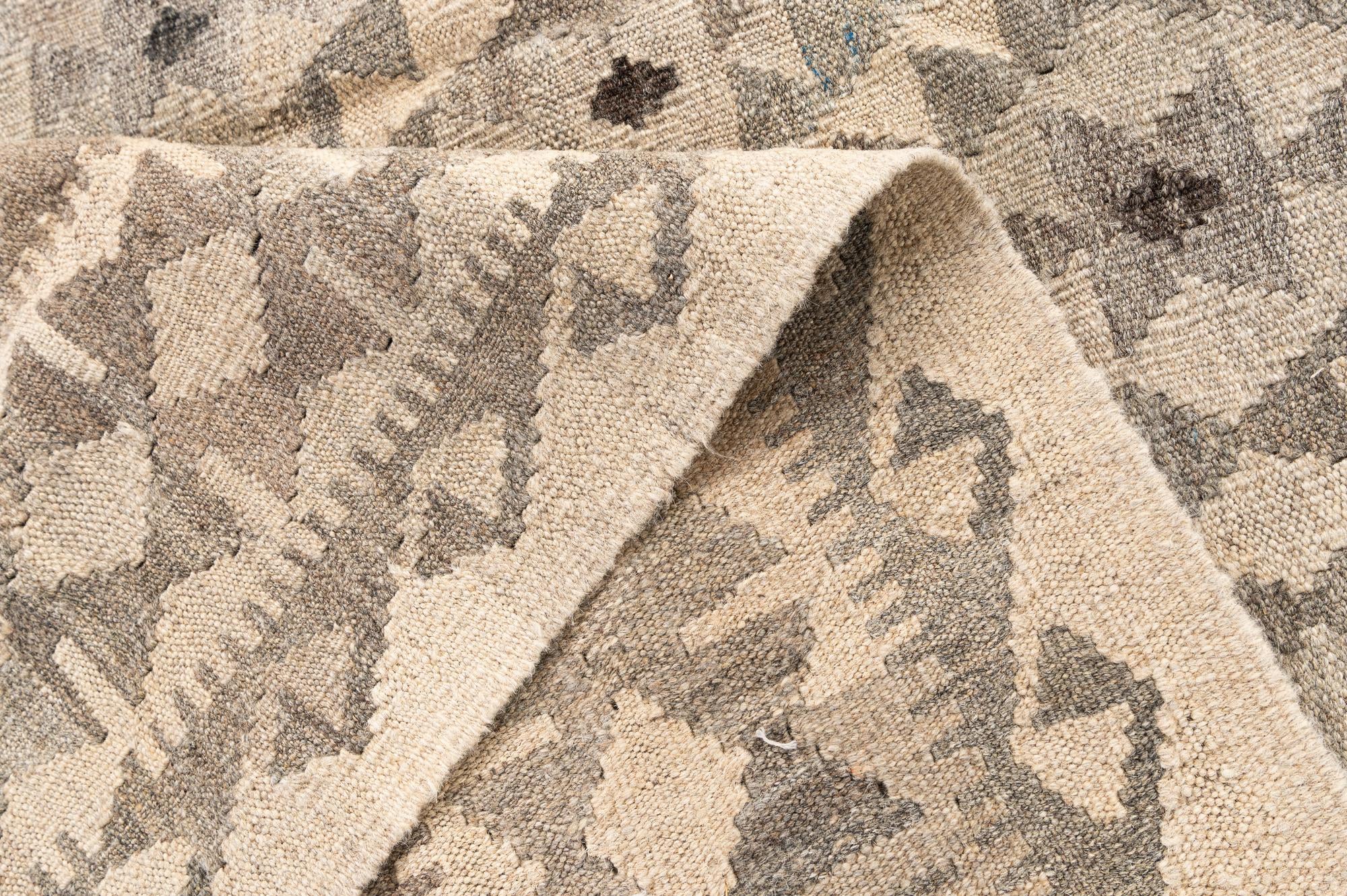 5' 11 x 7' 11 Hand Woven Kilim Maymana Wool Rug