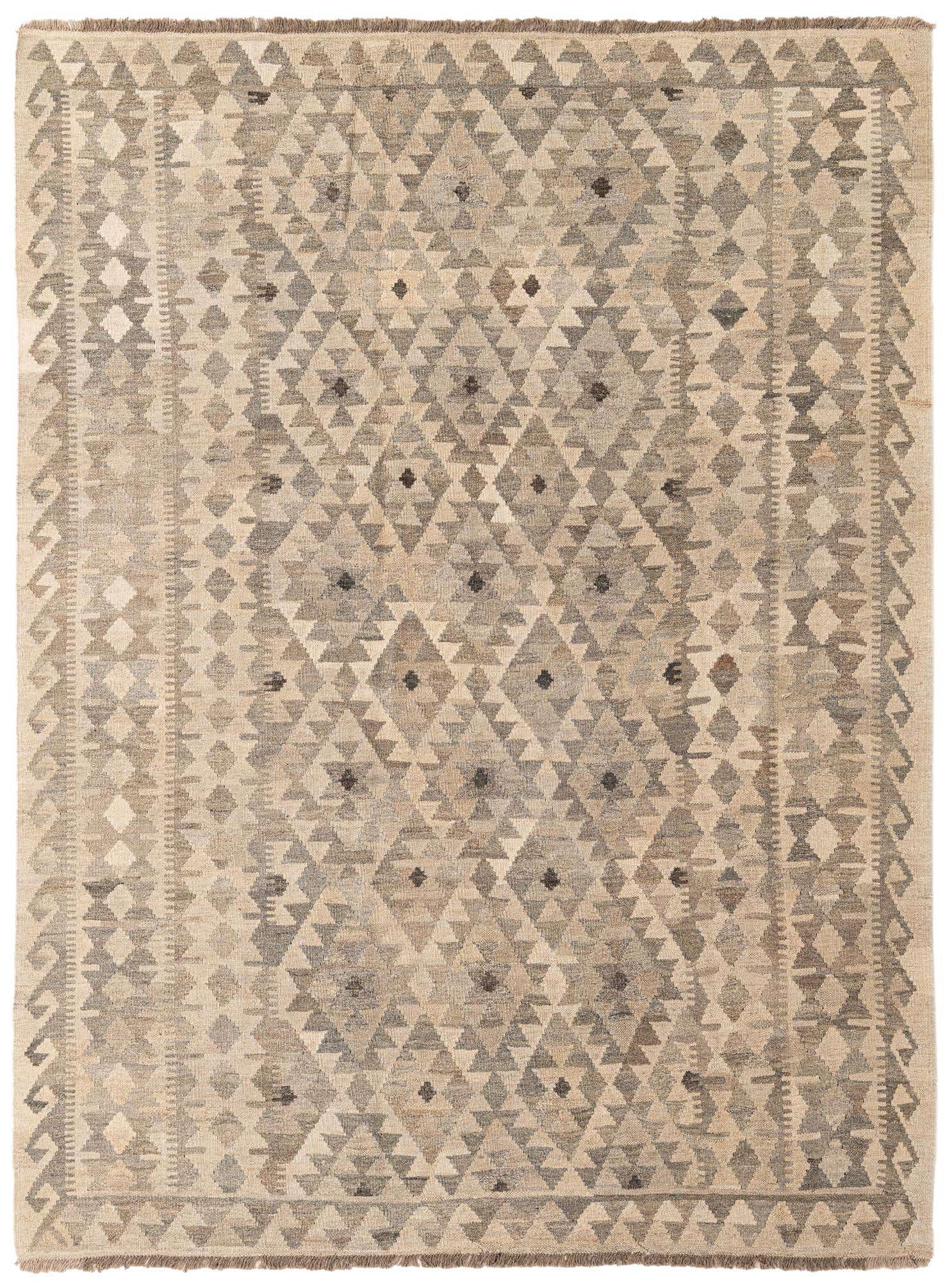 5' 11 x 7' 11 Hand Woven Kilim Maymana Wool Rug