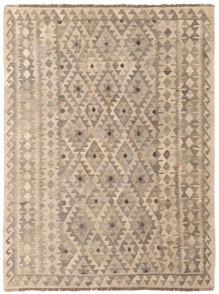 5' 11 x 7' 11 Hand Woven Kilim Maymana Wool Rug