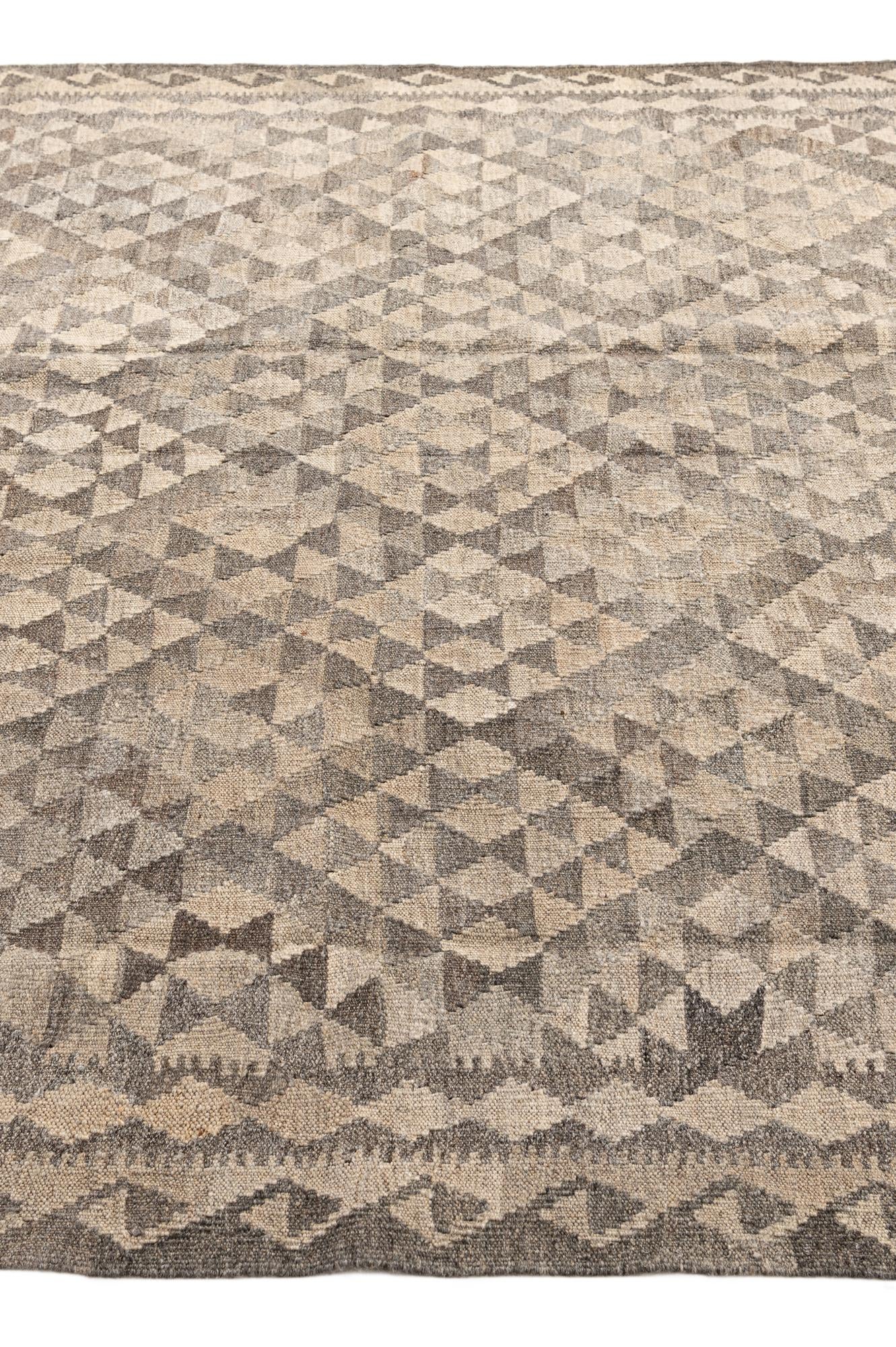 5' 9 x 7' 9 Hand Woven Kilim Maymana Wool Rug