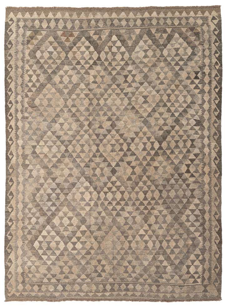 5' 9 x 7' 9 Hand Woven Kilim Maymana Wool Rug