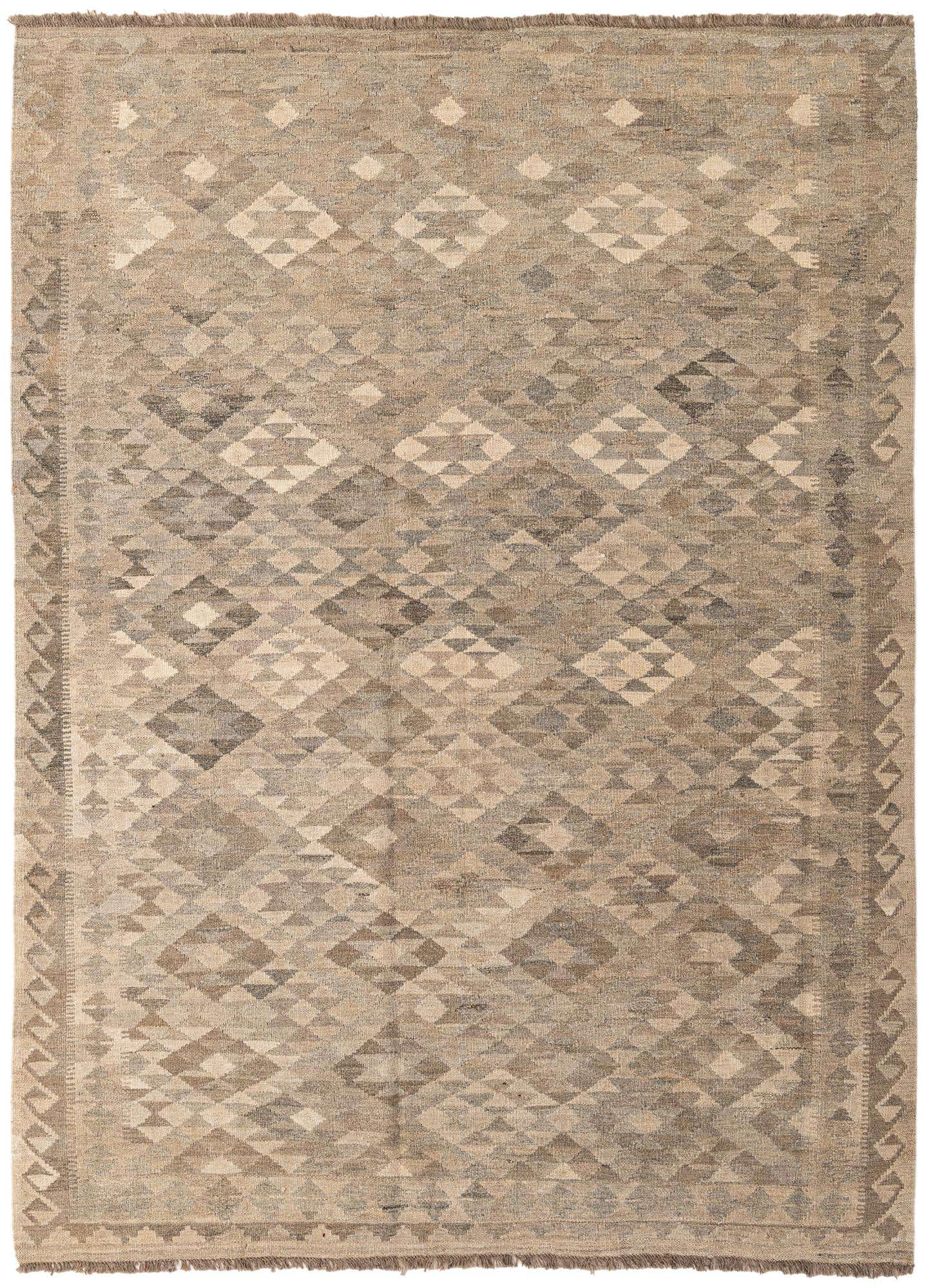 5' 10 x 8' Hand Woven Kilim Maymana Wool Rug