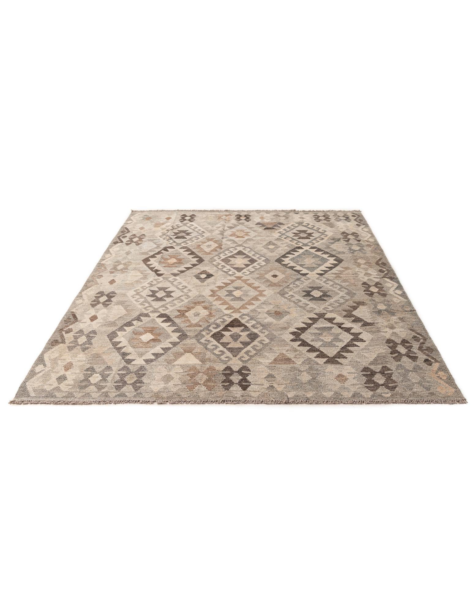 5' 10 x 7' 11 Hand Woven Kilim Maymana Wool Rug
