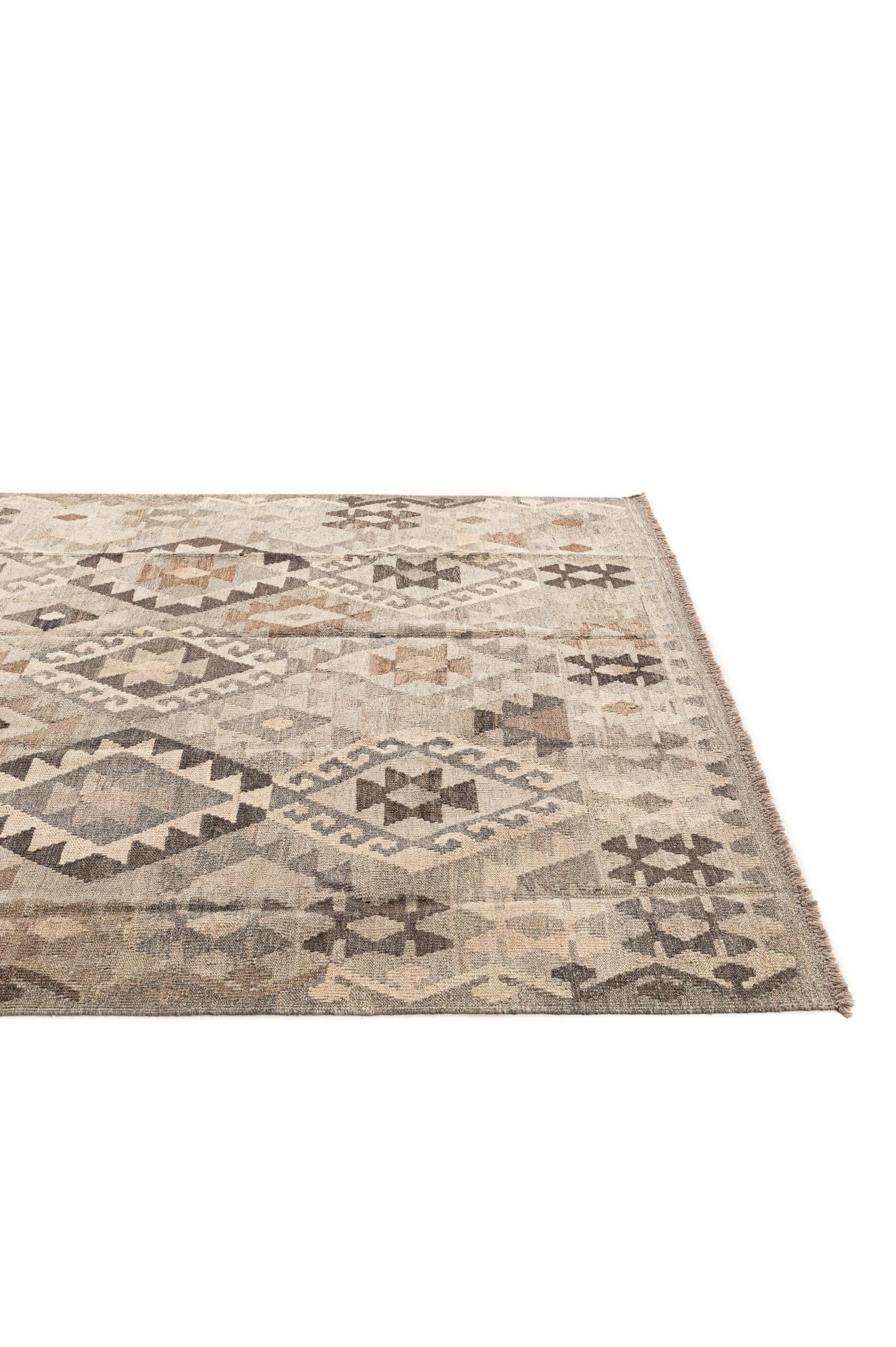 5' 10 x 7' 11 Hand Woven Kilim Maymana Wool Rug