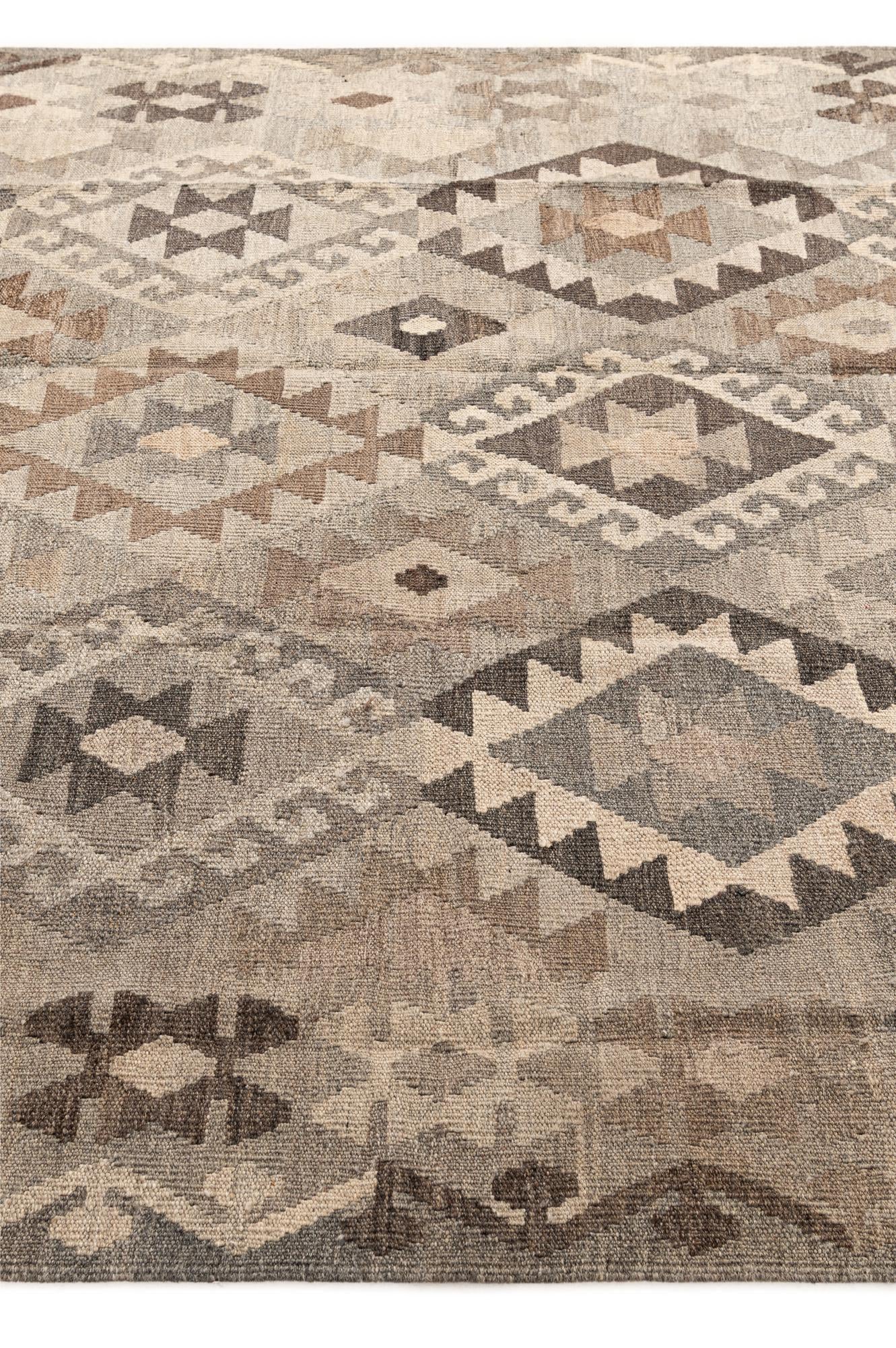 5' 10 x 7' 11 Hand Woven Kilim Maymana Wool Rug