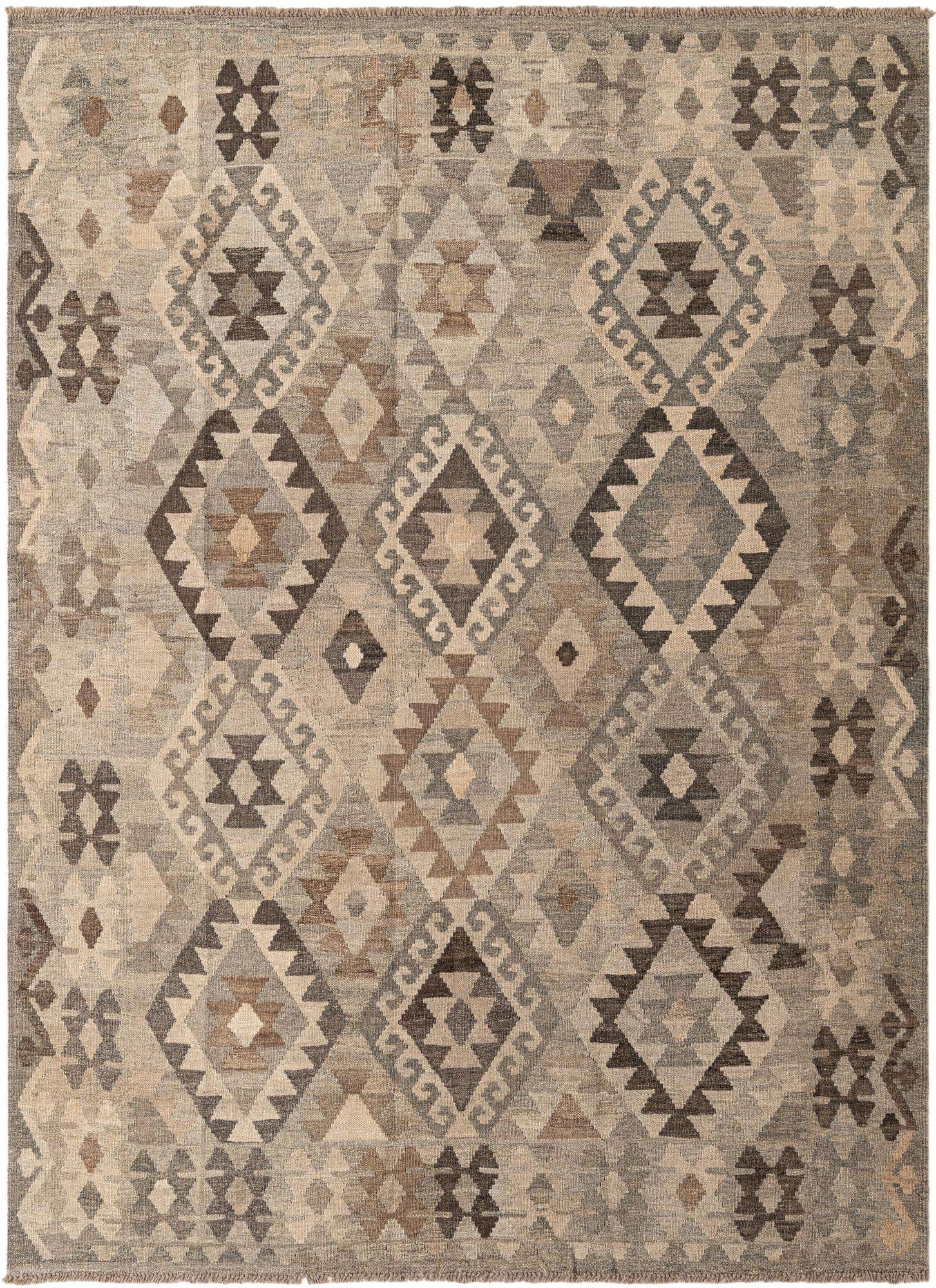 5' 10 x 7' 11 Hand Woven Kilim Maymana Wool Rug