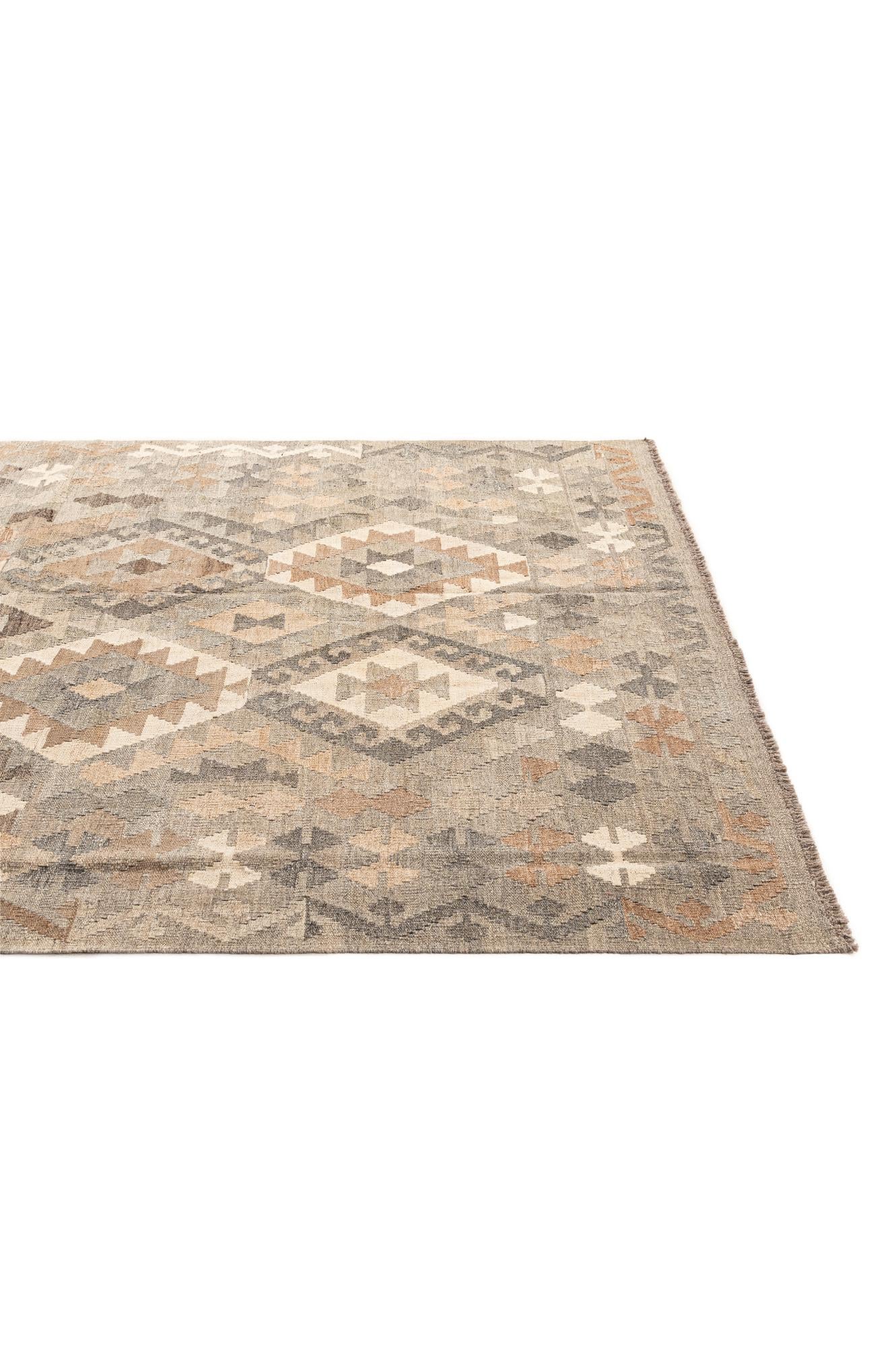 5' 8 x 8' 1 Hand Woven Kilim Maymana Wool Rug