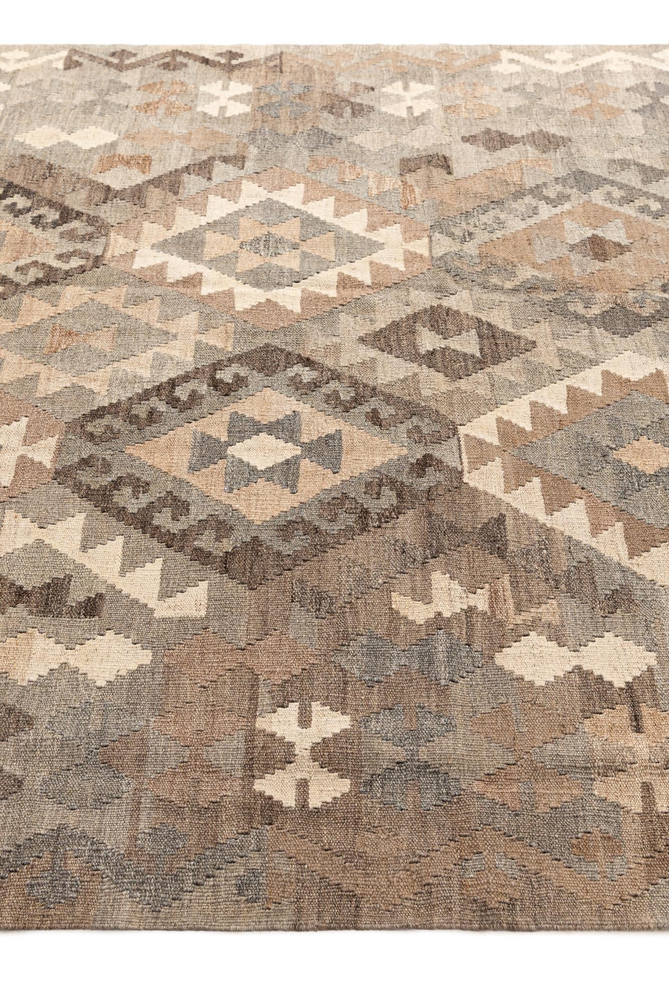 5' 8 x 8' 1 Hand Woven Kilim Maymana Wool Rug