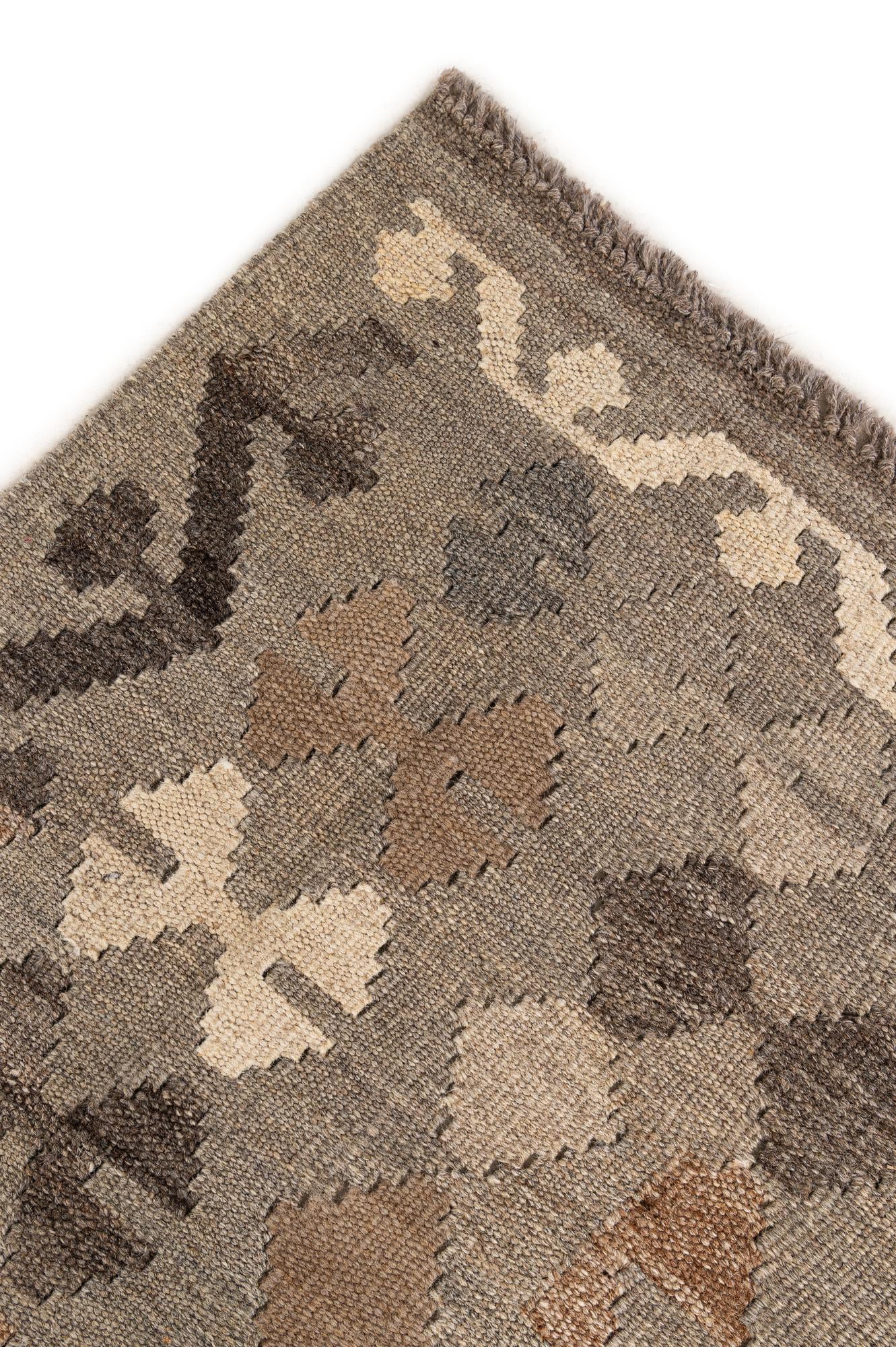 5' 8 x 8' 1 Hand Woven Kilim Maymana Wool Rug