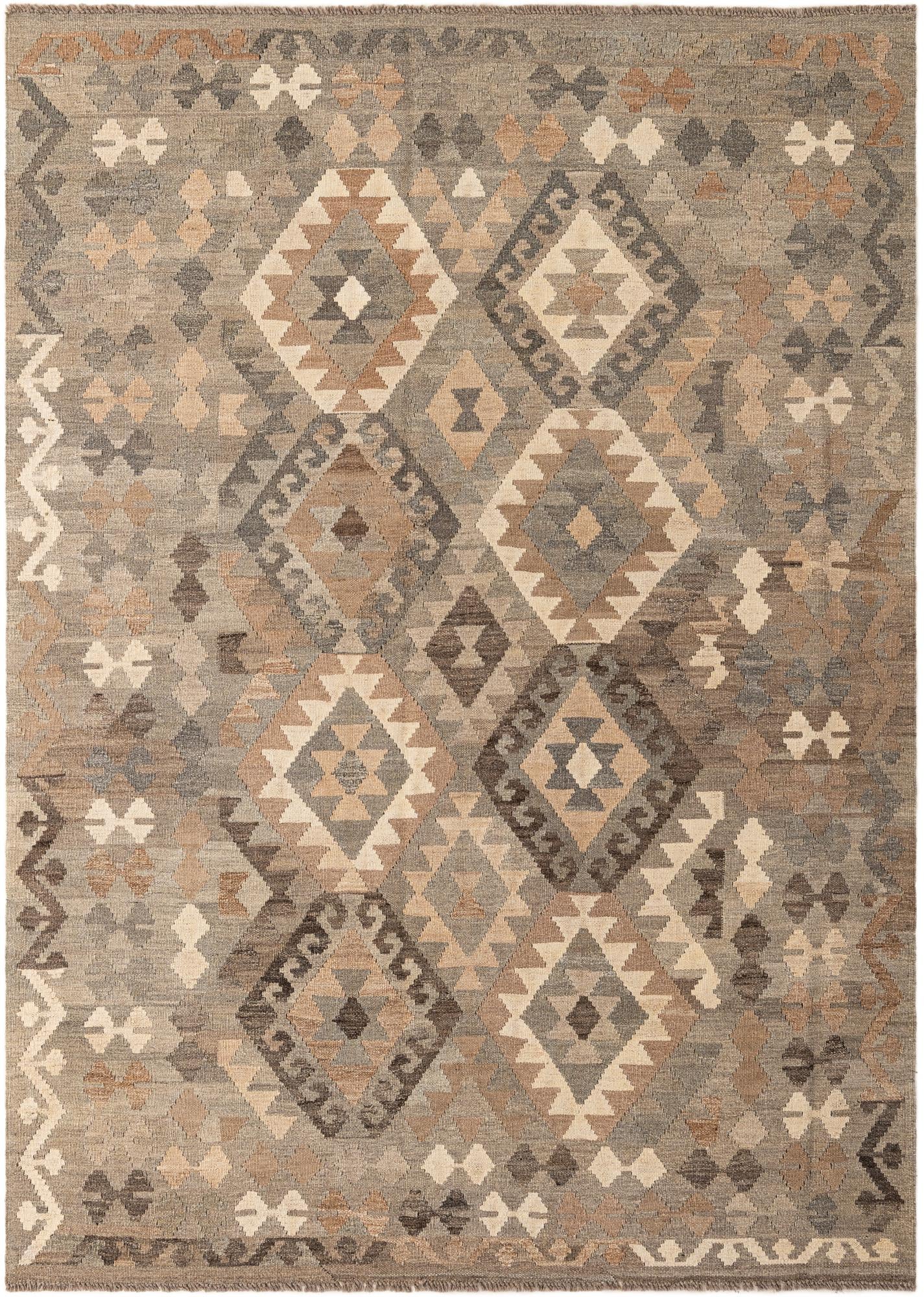 5' 8 x 8' 1 Hand Woven Kilim Maymana Wool Rug
