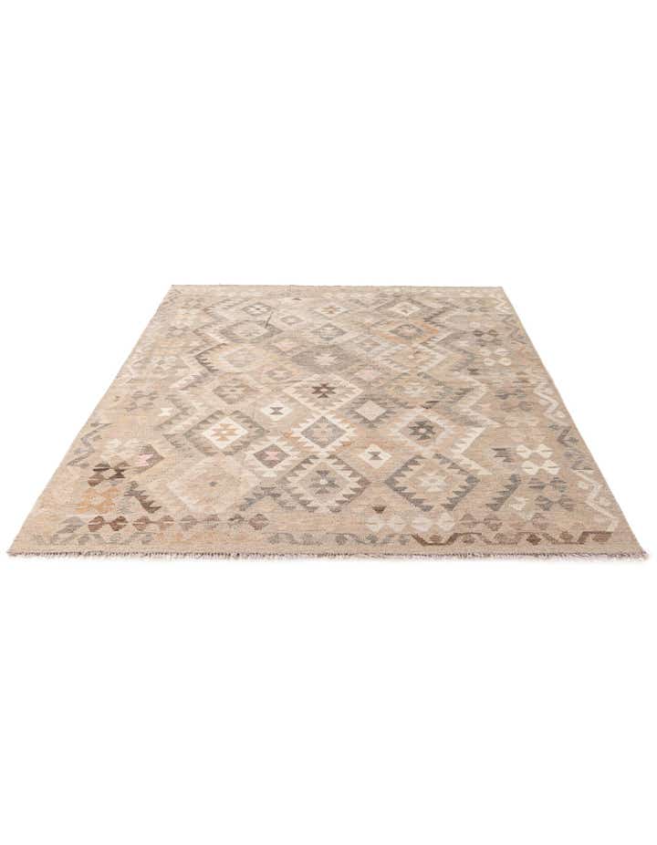 5' 9 x 7' 10 Hand Woven Kilim Maymana Wool Rug