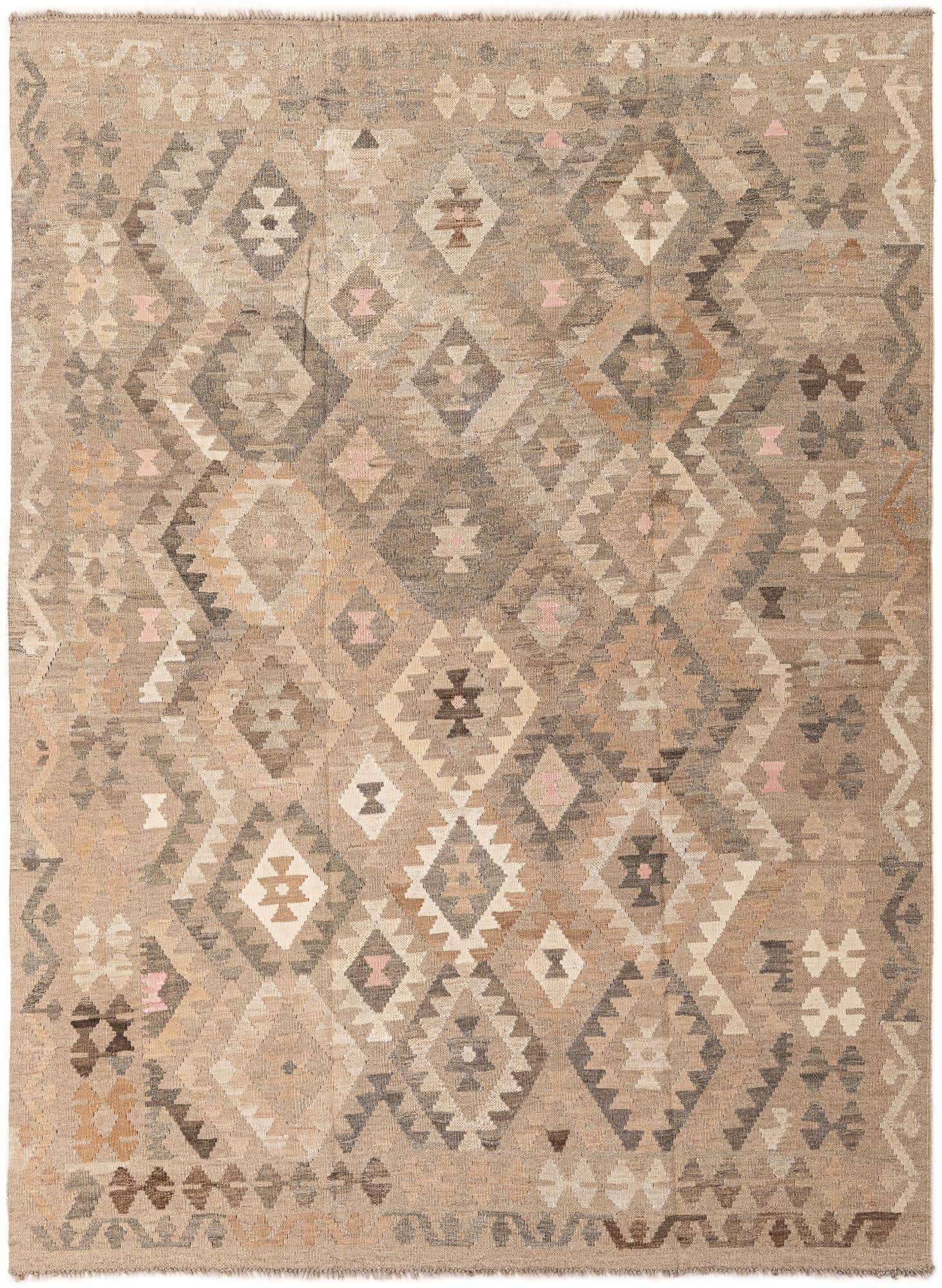5' 9 x 7' 10 Hand Woven Kilim Maymana Wool Rug