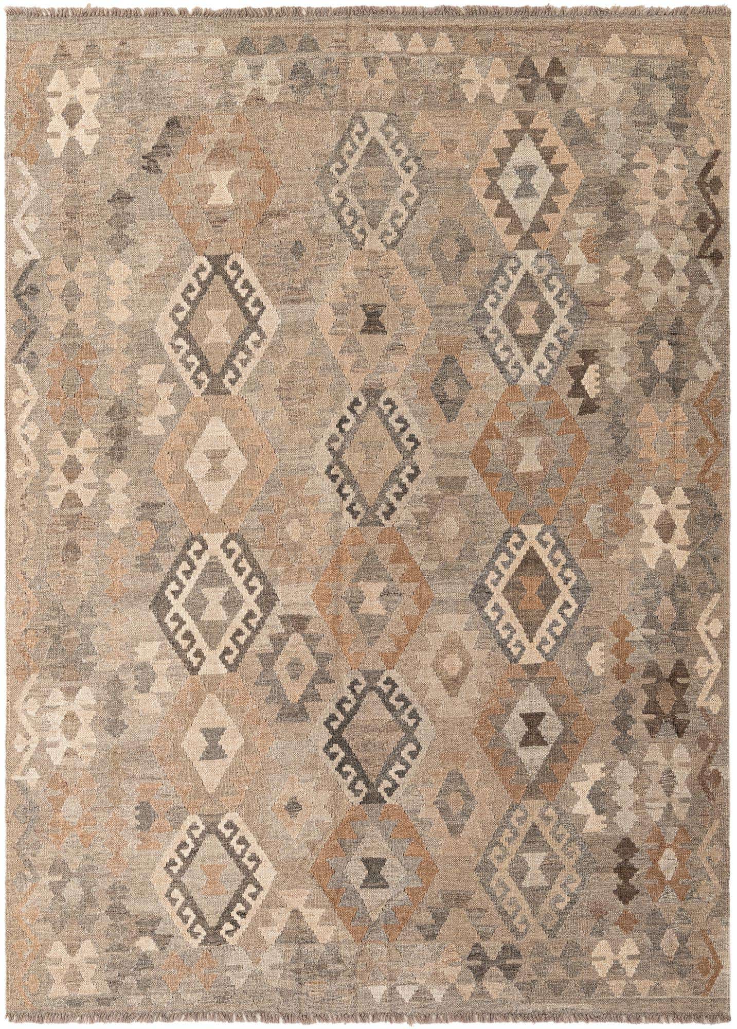 5' 9 x 8' Hand Woven Kilim Maymana Wool Rug