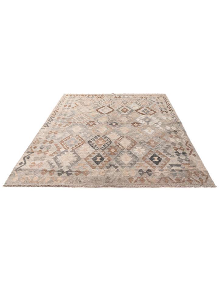 5' 9 x 8' Hand Woven Kilim Maymana Wool Rug