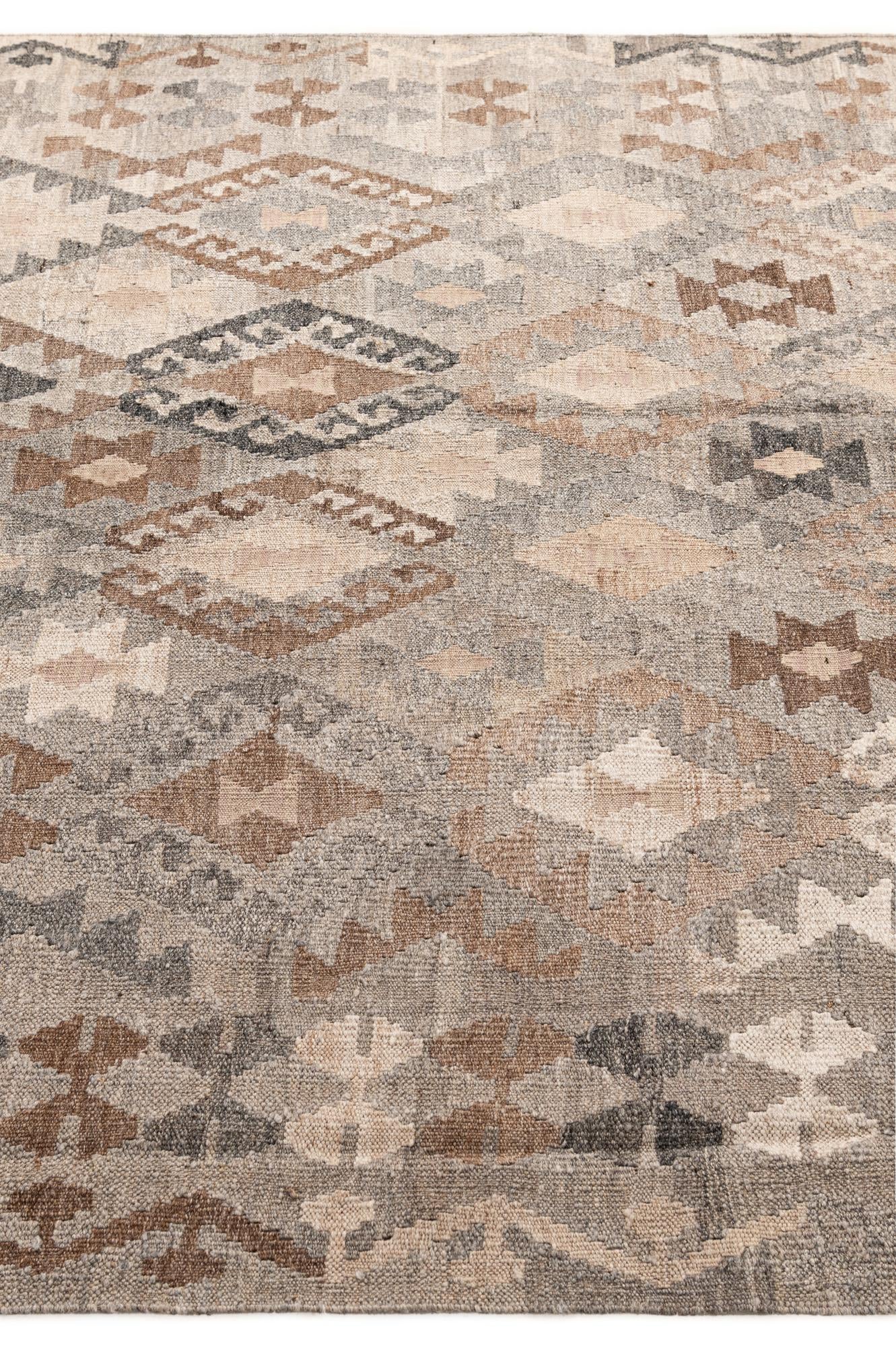 5' 9 x 8' Hand Woven Kilim Maymana Wool Rug