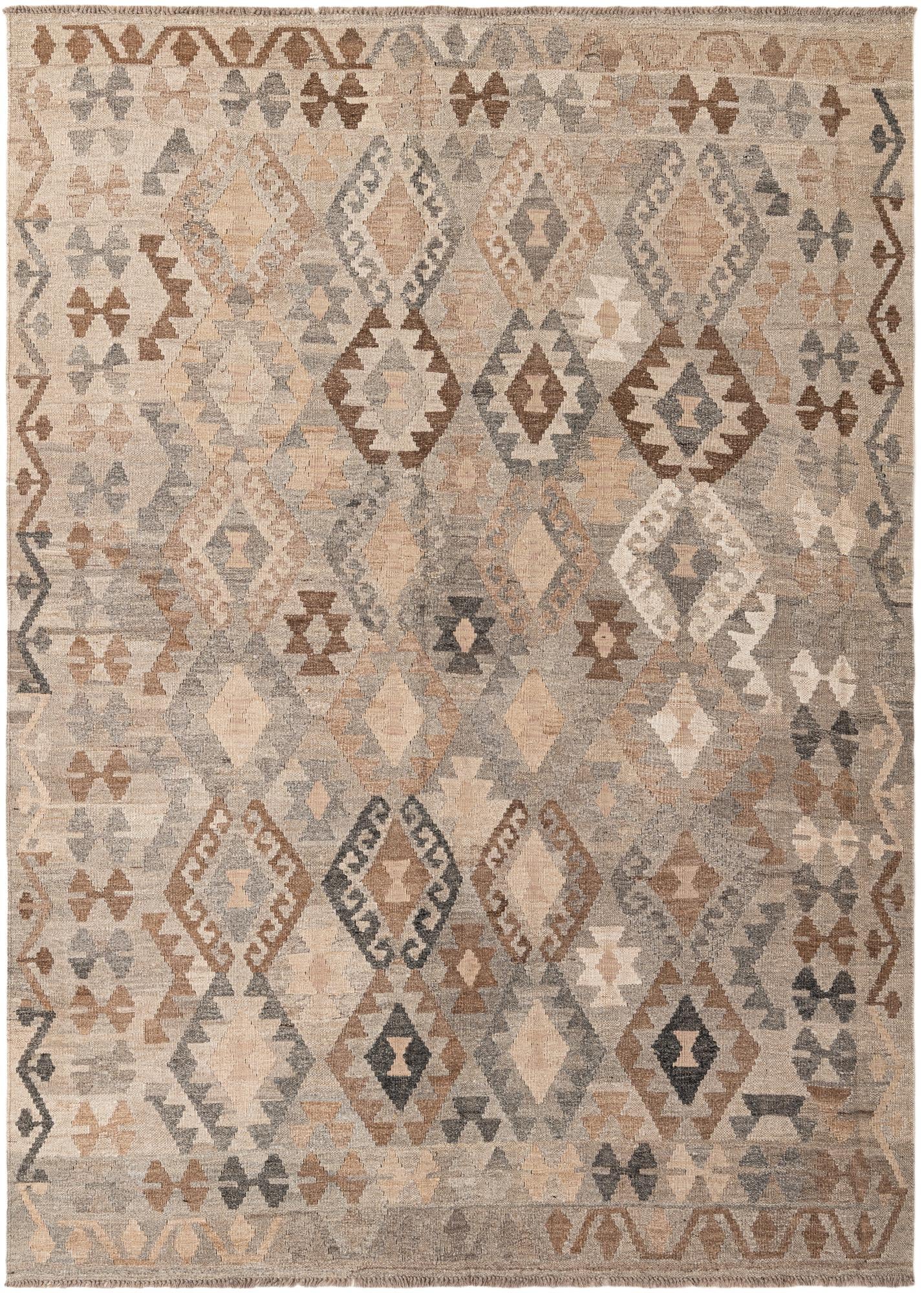 5' 9 x 8' Hand Woven Kilim Maymana Wool Rug