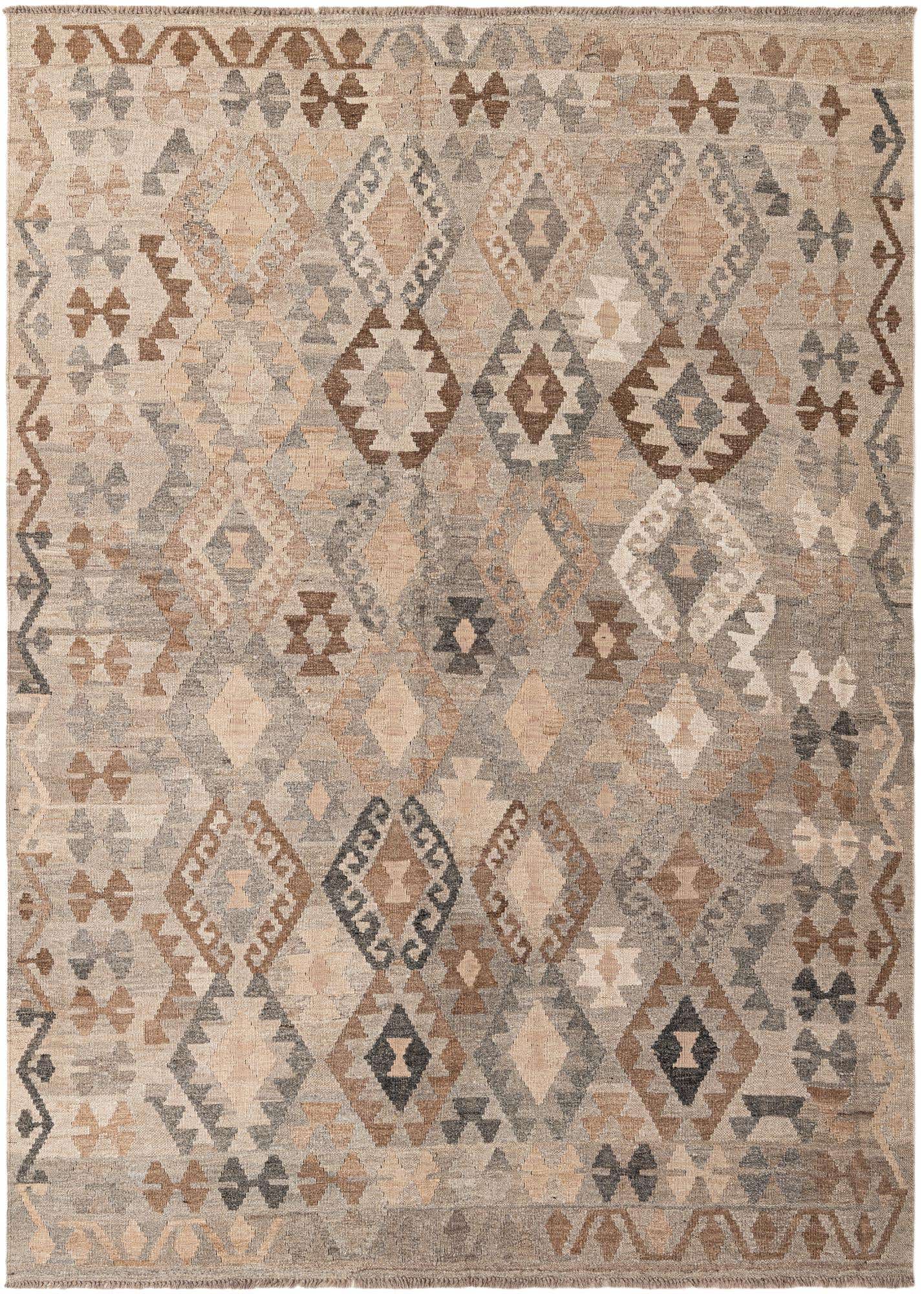 5' 9 x 8' Hand Woven Kilim Maymana Wool Rug
