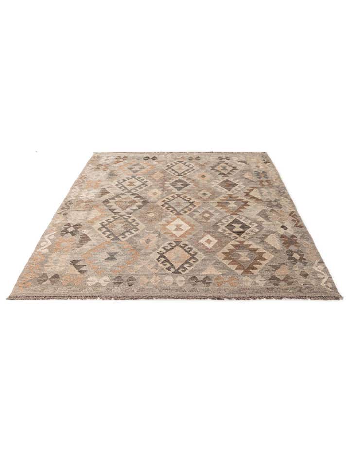5' 11 x 7' 10 Hand Woven Kilim Maymana Wool Rug