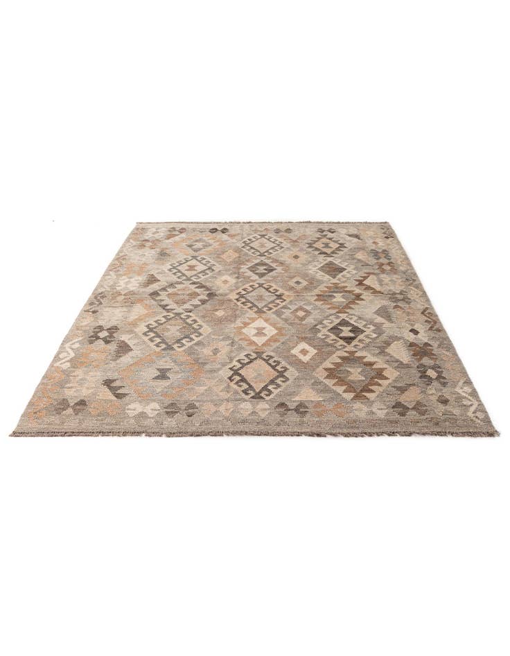 Detail image of 5' 11 x 7' 10 Hand Woven Kilim Maymana Wool Rug