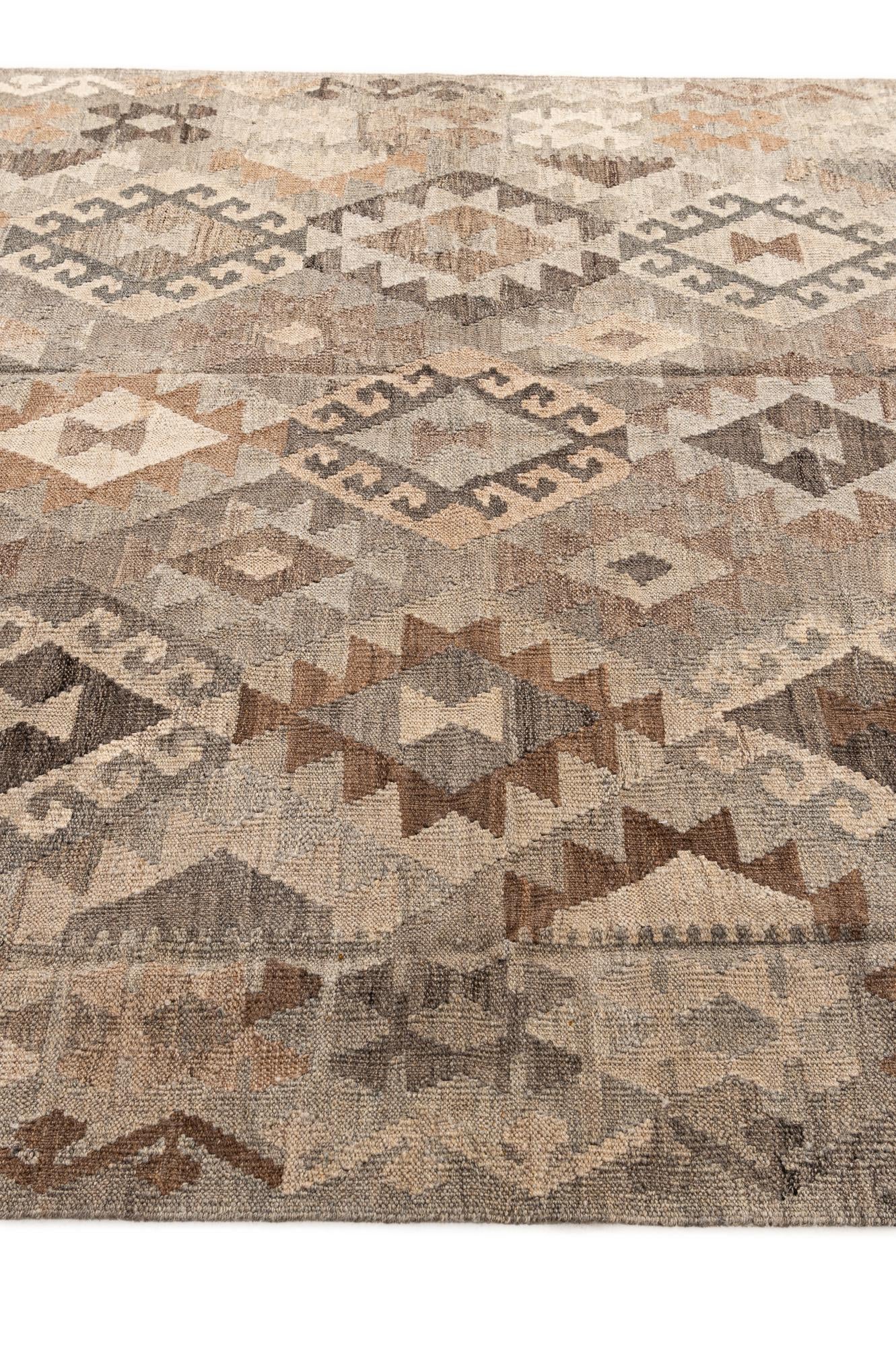 5' 11 x 7' 10 Hand Woven Kilim Maymana Wool Rug