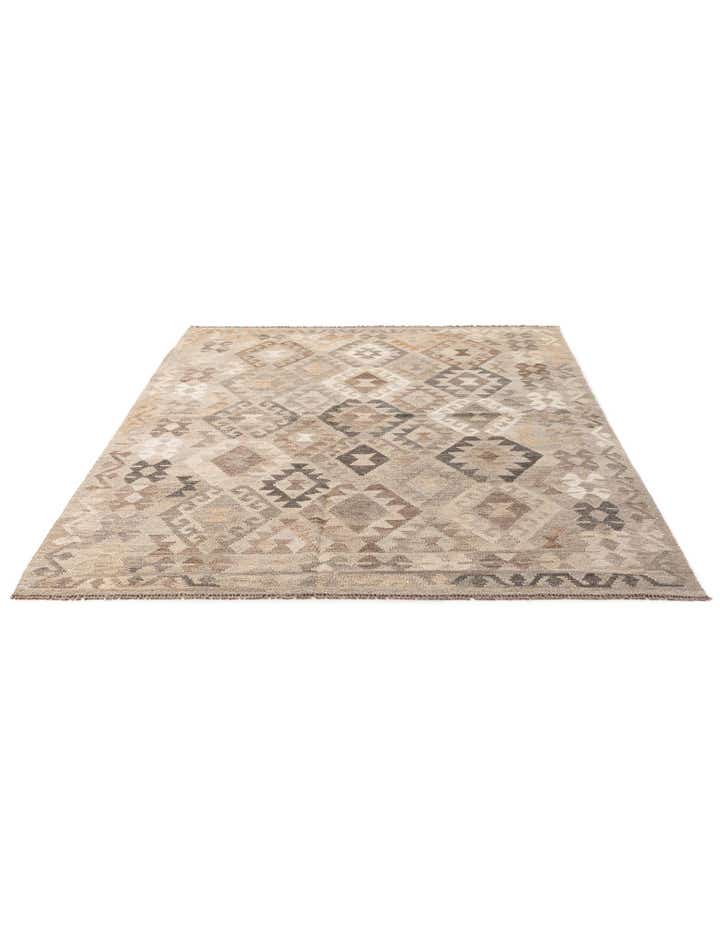 5' 10 x 8' 3 Hand Woven Kilim Maymana Wool Rug