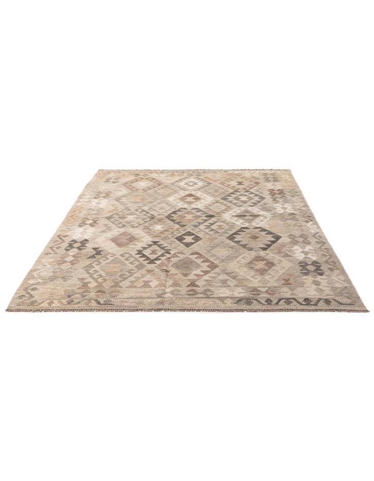 Detail image of 5' 10 x 8' 3 Hand Woven Kilim Maymana Wool Rug