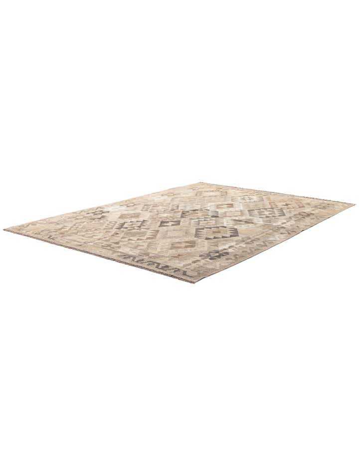 5' 10 x 8' 3 Hand Woven Kilim Maymana Wool Rug