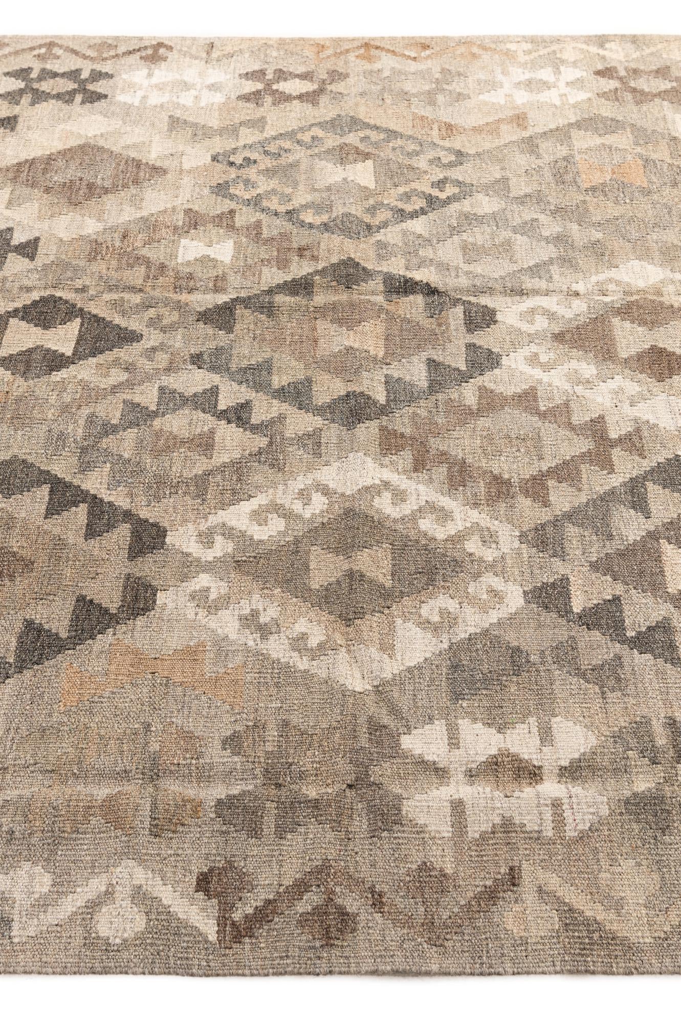 5' 10 x 8' 3 Hand Woven Kilim Maymana Wool Rug
