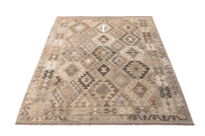 5' 10 x 8' 3 Hand Woven Kilim Maymana Wool Rug