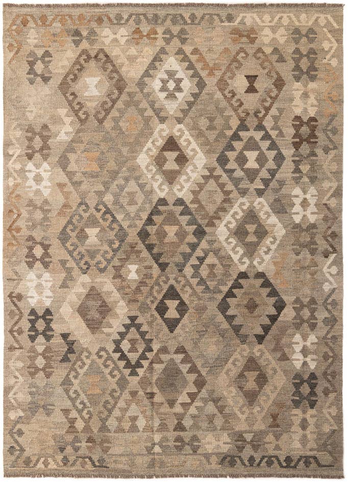 Detail image of 5' 10 x 8' 3 Hand Woven Kilim Maymana Wool Rug