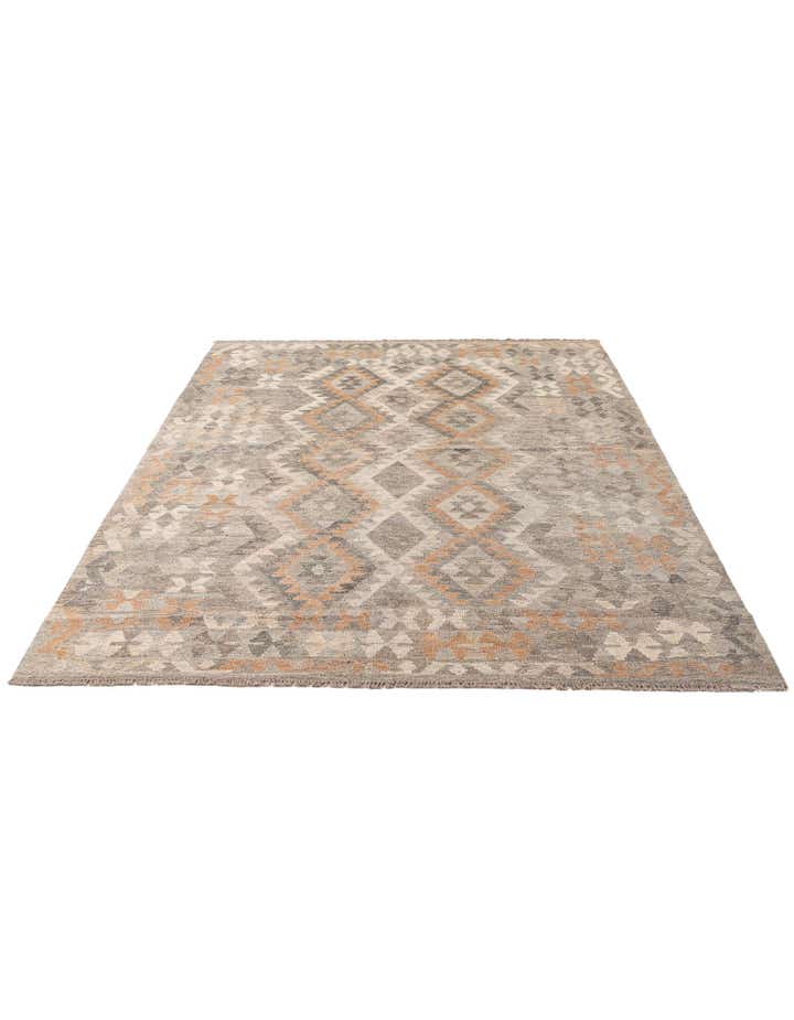5' 9 x 8' 2 Hand Woven Kilim Maymana Wool Rug