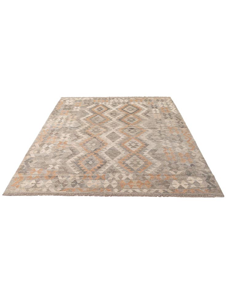 Detail image of 5' 9 x 8' 2 Hand Woven Kilim Maymana Wool Rug