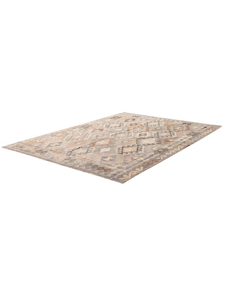 Detail image of 5' 9 x 8' 1 Hand Woven Kilim Maymana Wool Rug
